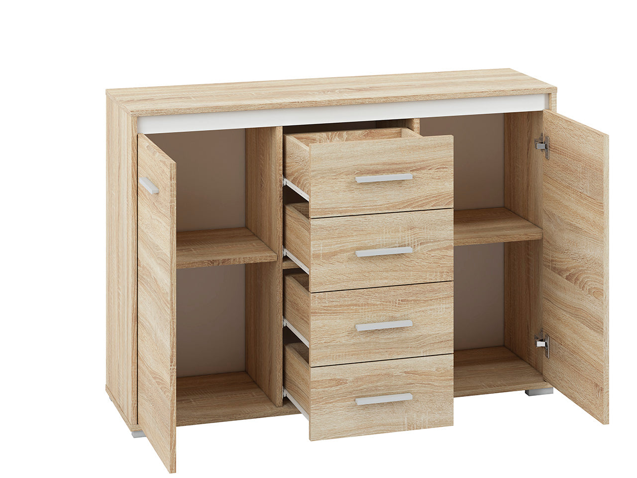 Buffet Contemporain Lumière de Sonoma - Meuble Résistant aux Rayures et à l'Humidité - Design Élégant et Pratique