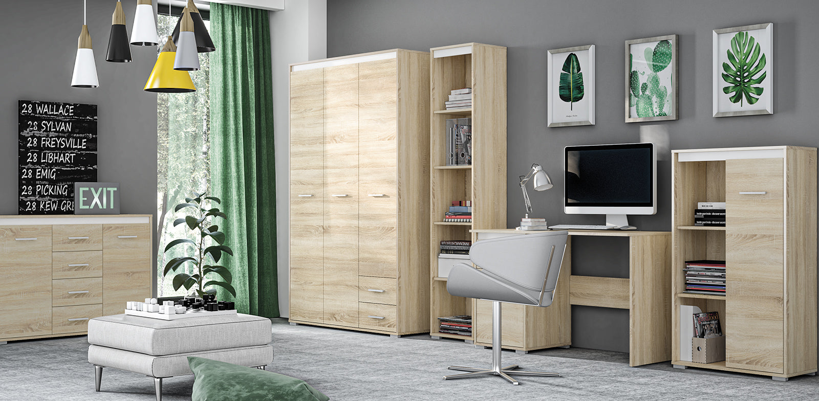 Buffet Contemporain Lumière de Sonoma - Meuble Résistant aux Rayures et à l'Humidité - Design Élégant et Pratique