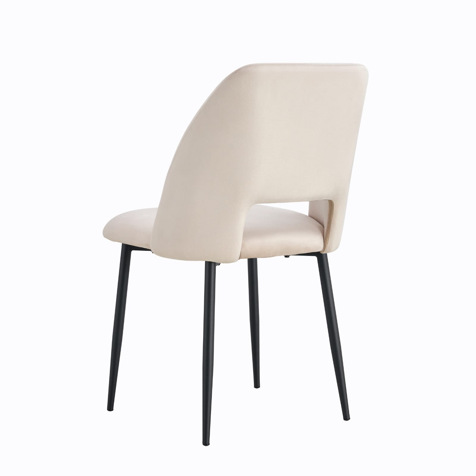 Lot de 4 chaises Mila – Revêtement doudou, velours ou tissu sergé – Pieds métal noir ou chrome