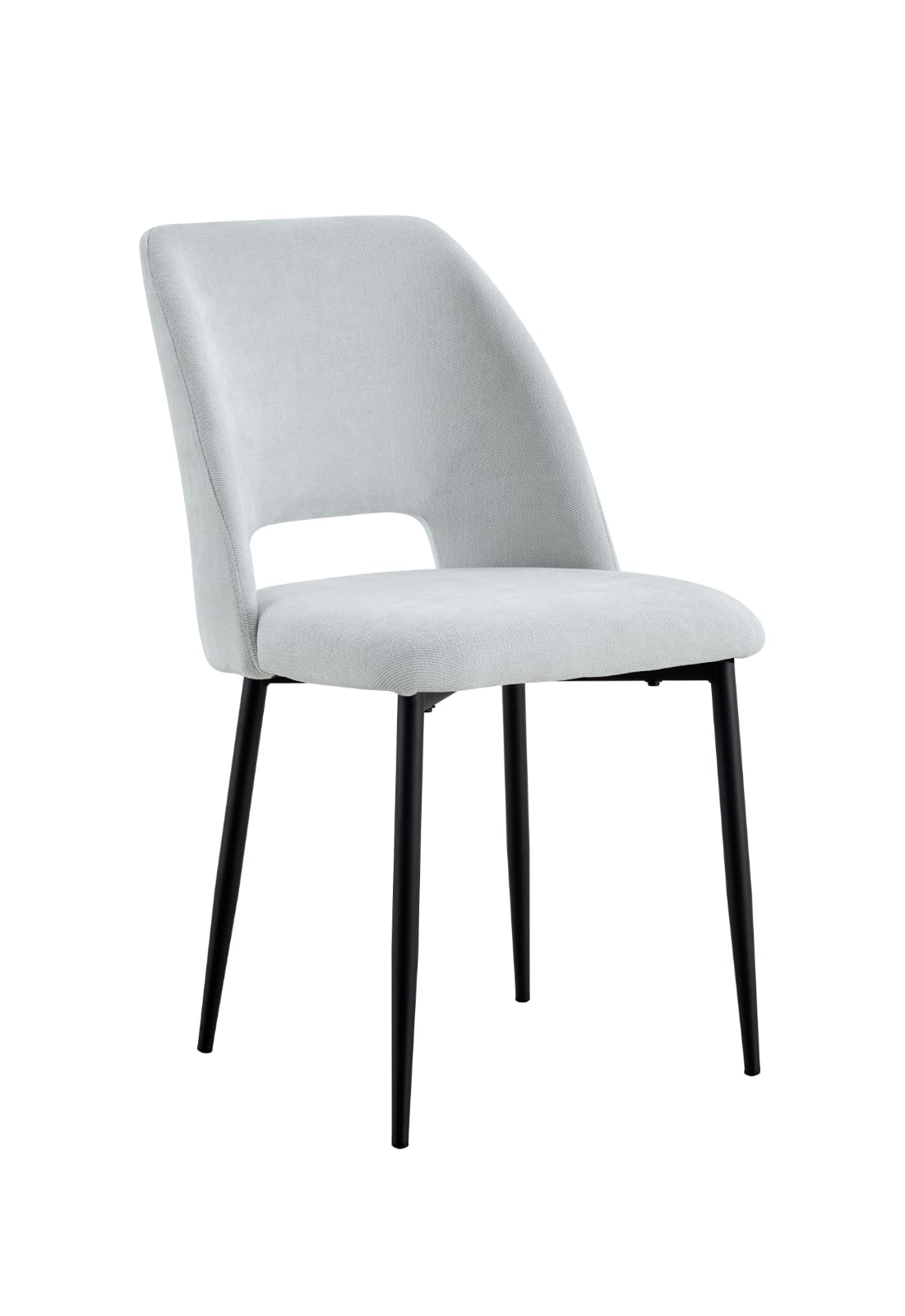 Lot de 4 chaises Mila – Revêtement doudou, velours ou tissu sergé – Pieds métal noir ou chrome