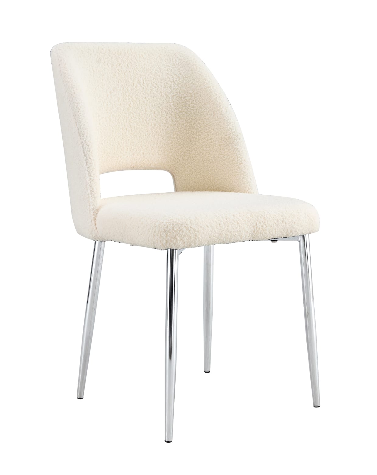 Lot de 4 chaises Mila – Revêtement doudou, velours ou tissu sergé – Pieds métal noir ou chrome