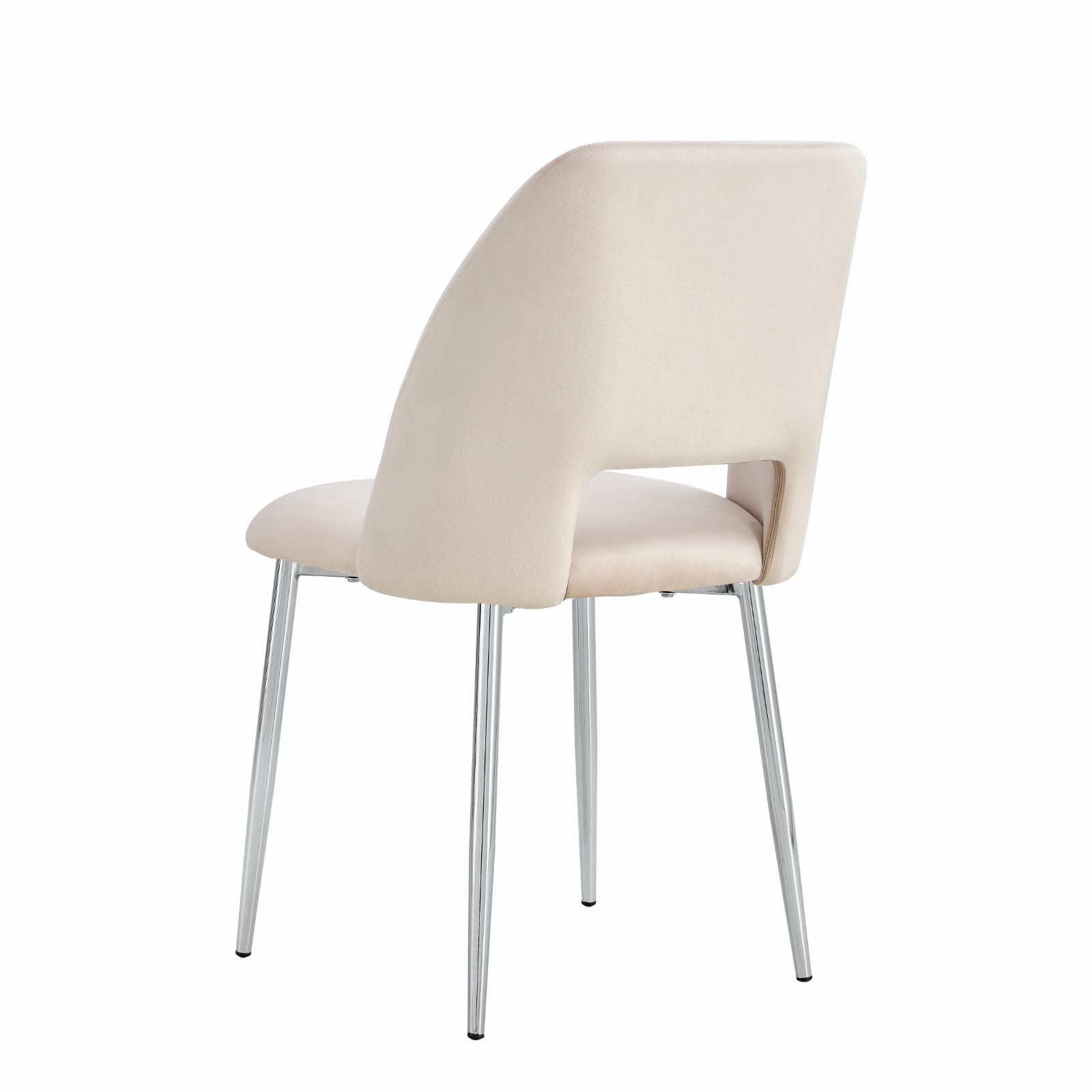 Lot de 4 chaises Mila – Revêtement doudou, velours ou tissu sergé – Pieds métal noir ou chrome