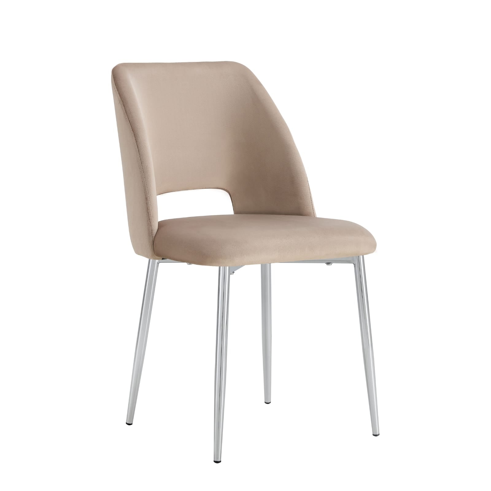 Lot de 4 chaises Mila – Revêtement doudou, velours ou tissu sergé – Pieds métal noir ou chrome
