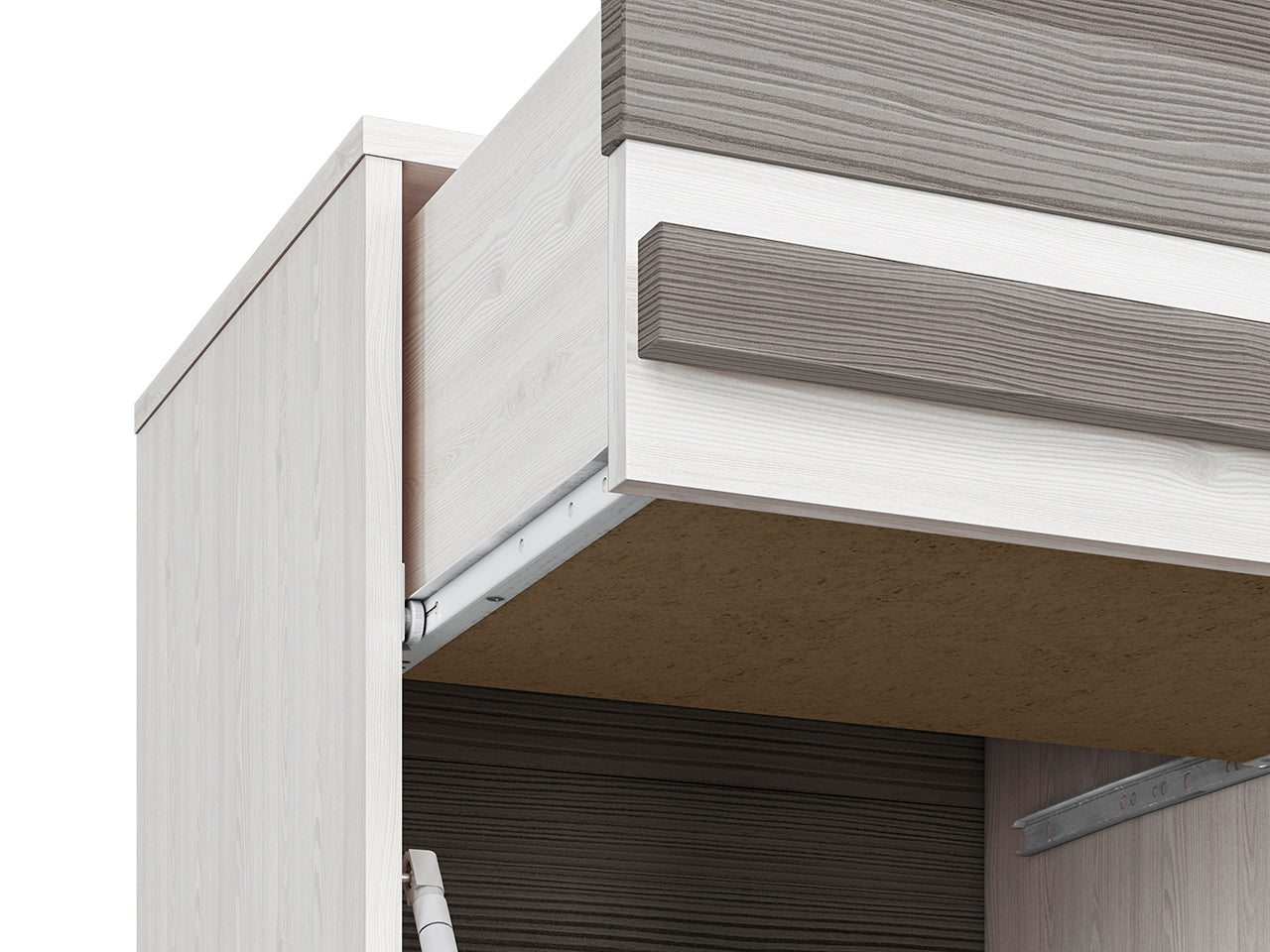 Meuble à Chaussures en Pin des Neiges et MDF Gris Neuf avec Bordure ABS