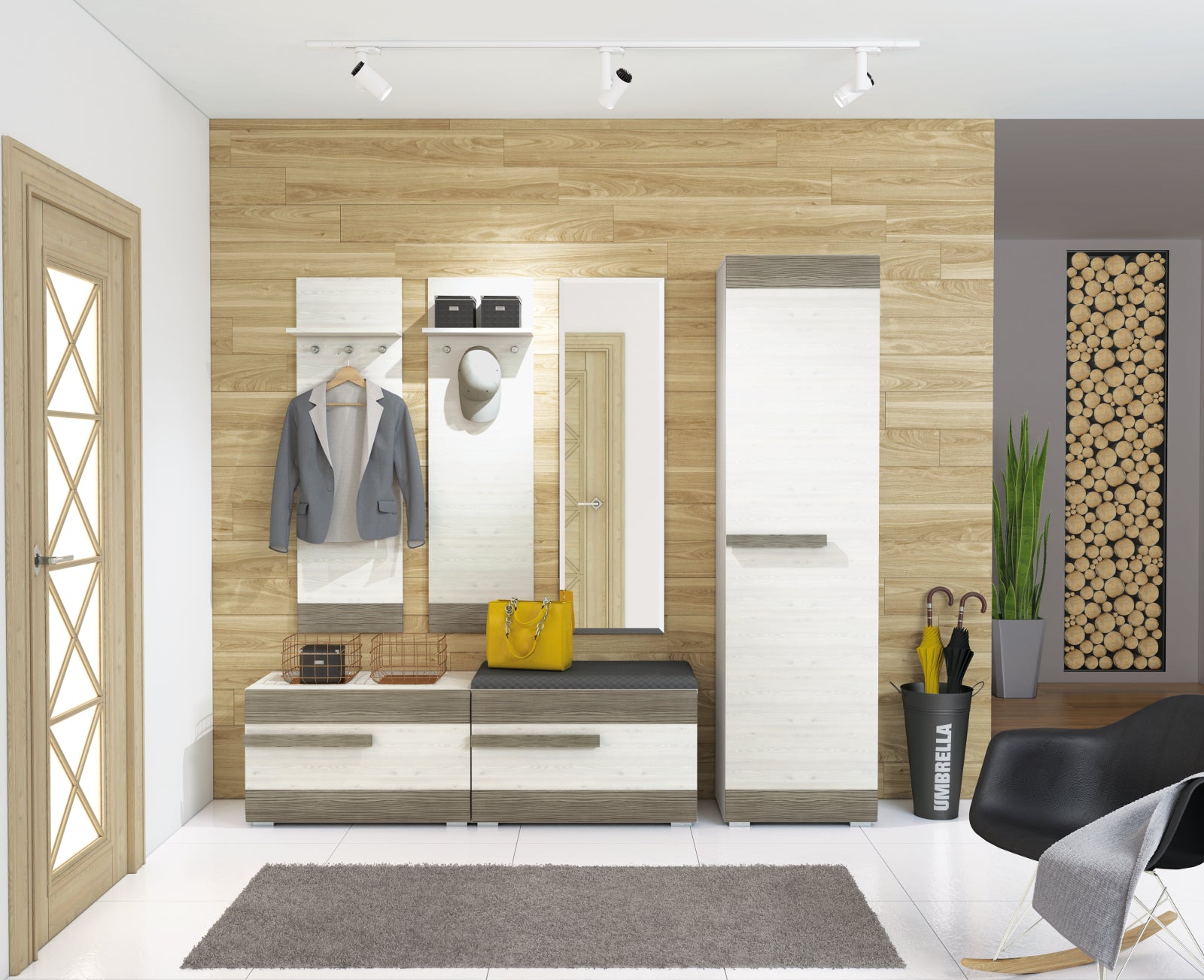 Meuble à Chaussures en Pin des Neiges et MDF Gris Neuf avec Bordure ABS