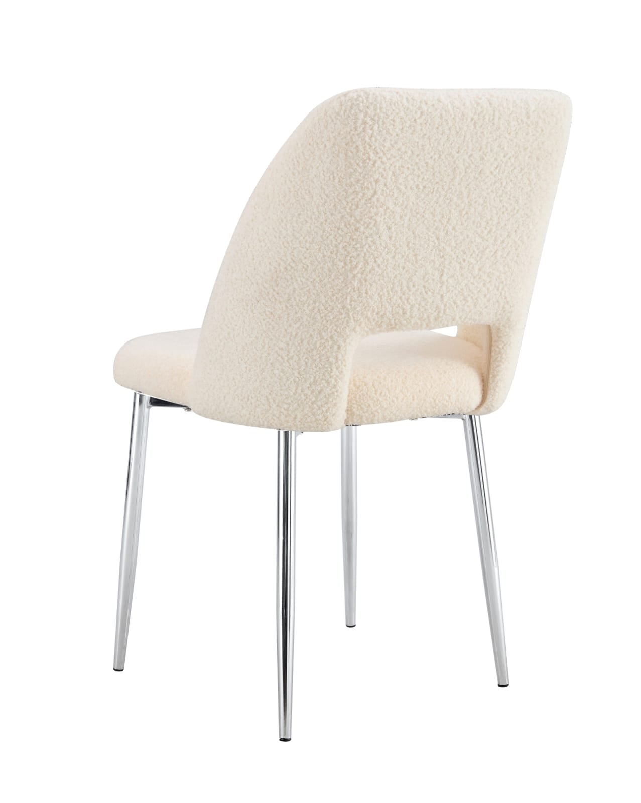 Lot de 4 chaises Mila – Revêtement doudou, velours ou tissu sergé – Pieds métal noir ou chrome