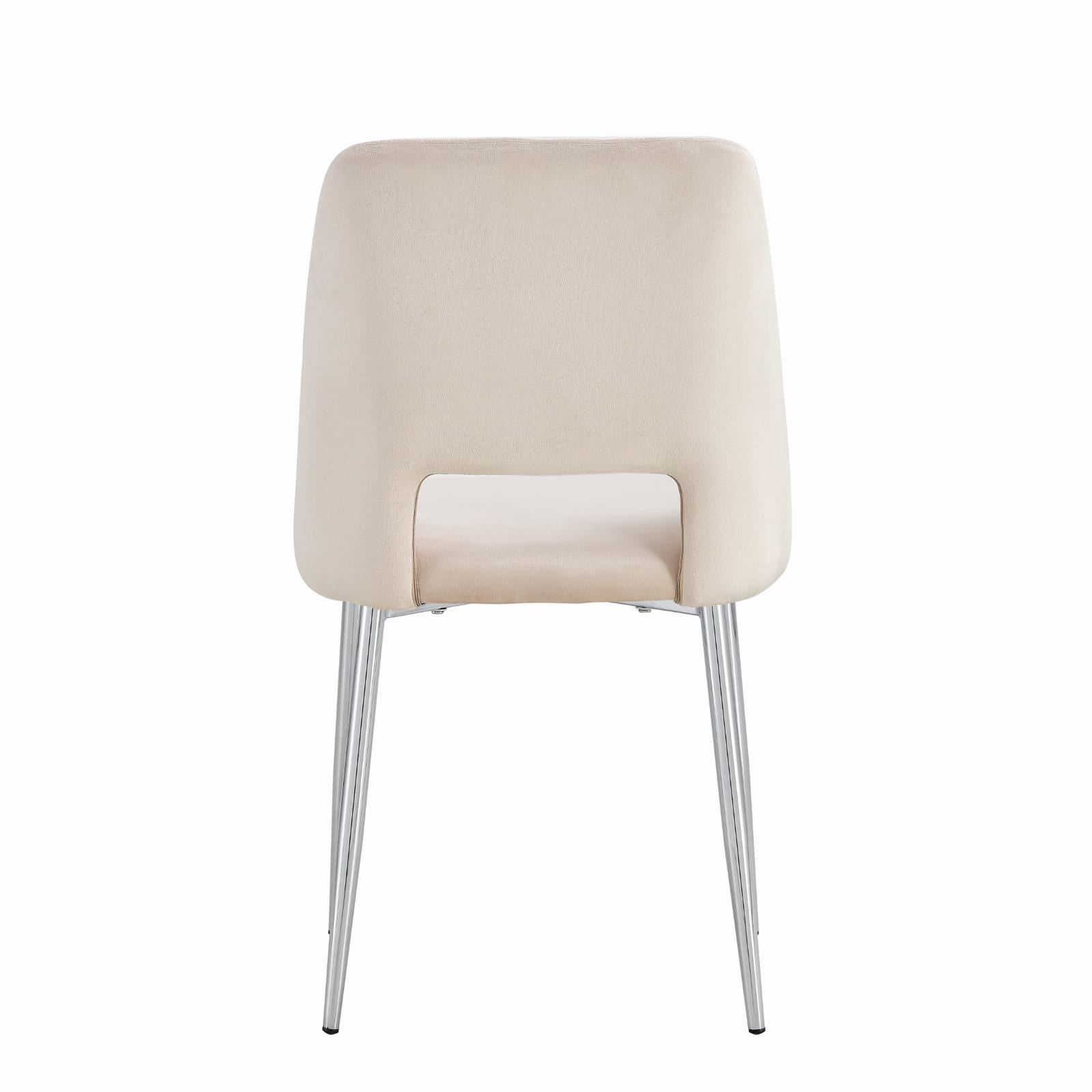 Lot de 4 chaises Mila – Revêtement doudou, velours ou tissu sergé – Pieds métal noir ou chrome