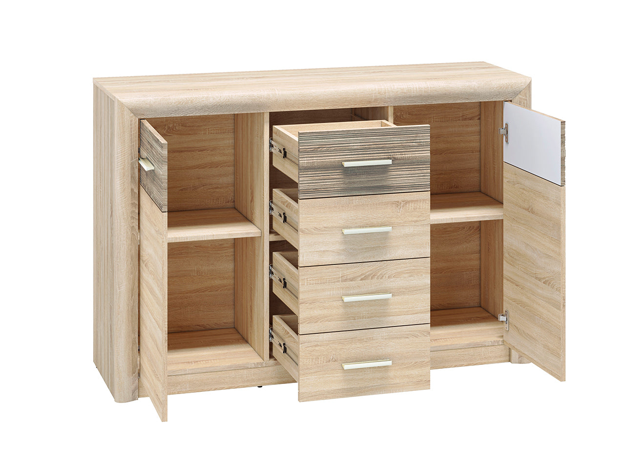 Buffet Moderne – Sonoma Light & MDF Sonoma Truffe – 94 cm – Fonctionnalité et Élégance
