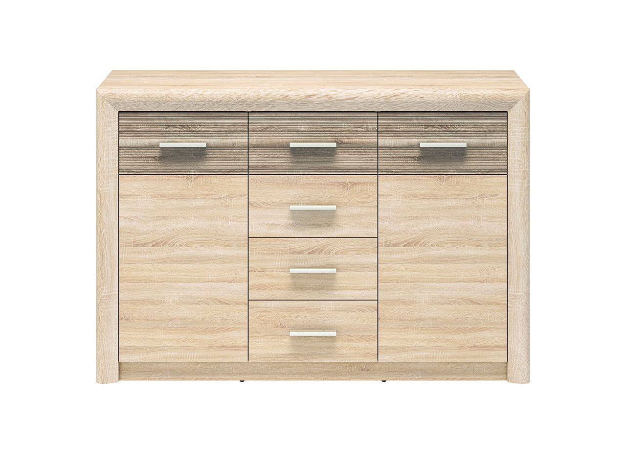 Buffet Moderne – Sonoma Light & MDF Sonoma Truffe – 94 cm – Fonctionnalité et Élégance