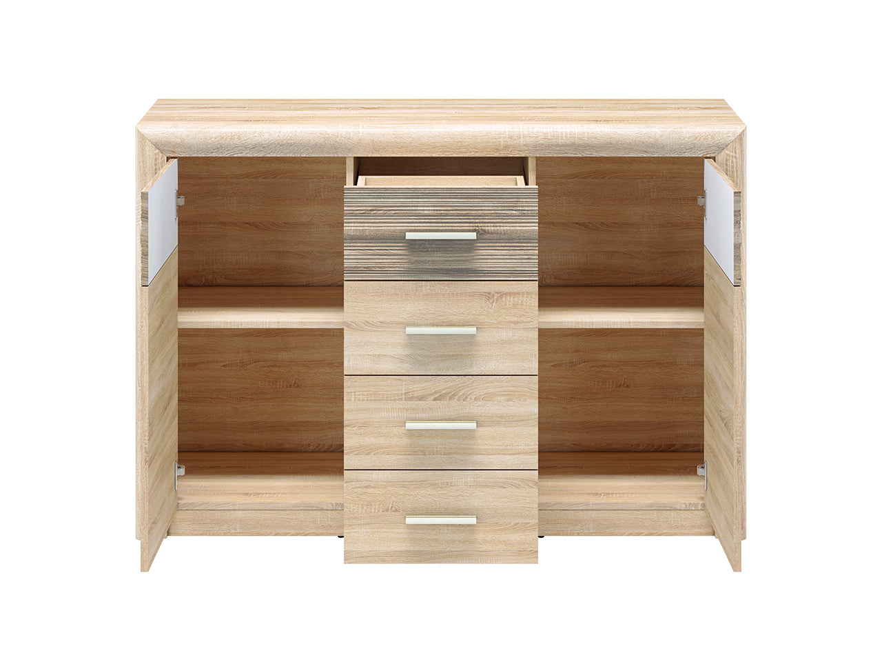 Buffet Moderne – Sonoma Light & MDF Sonoma Truffe – 94 cm – Fonctionnalité et Élégance
