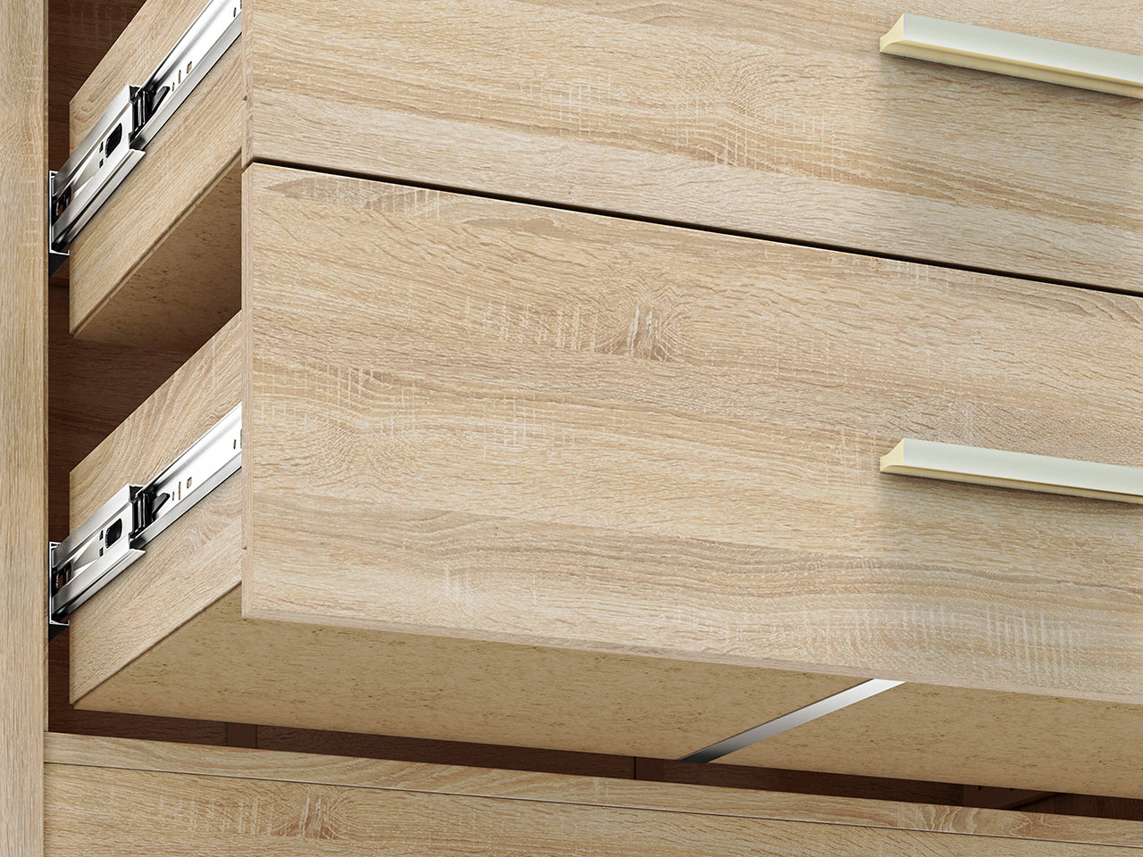 Buffet Sonoma Light avec Bordure ABS - MDF Sonoma Truffe, Haute Résistance et Design Élégant