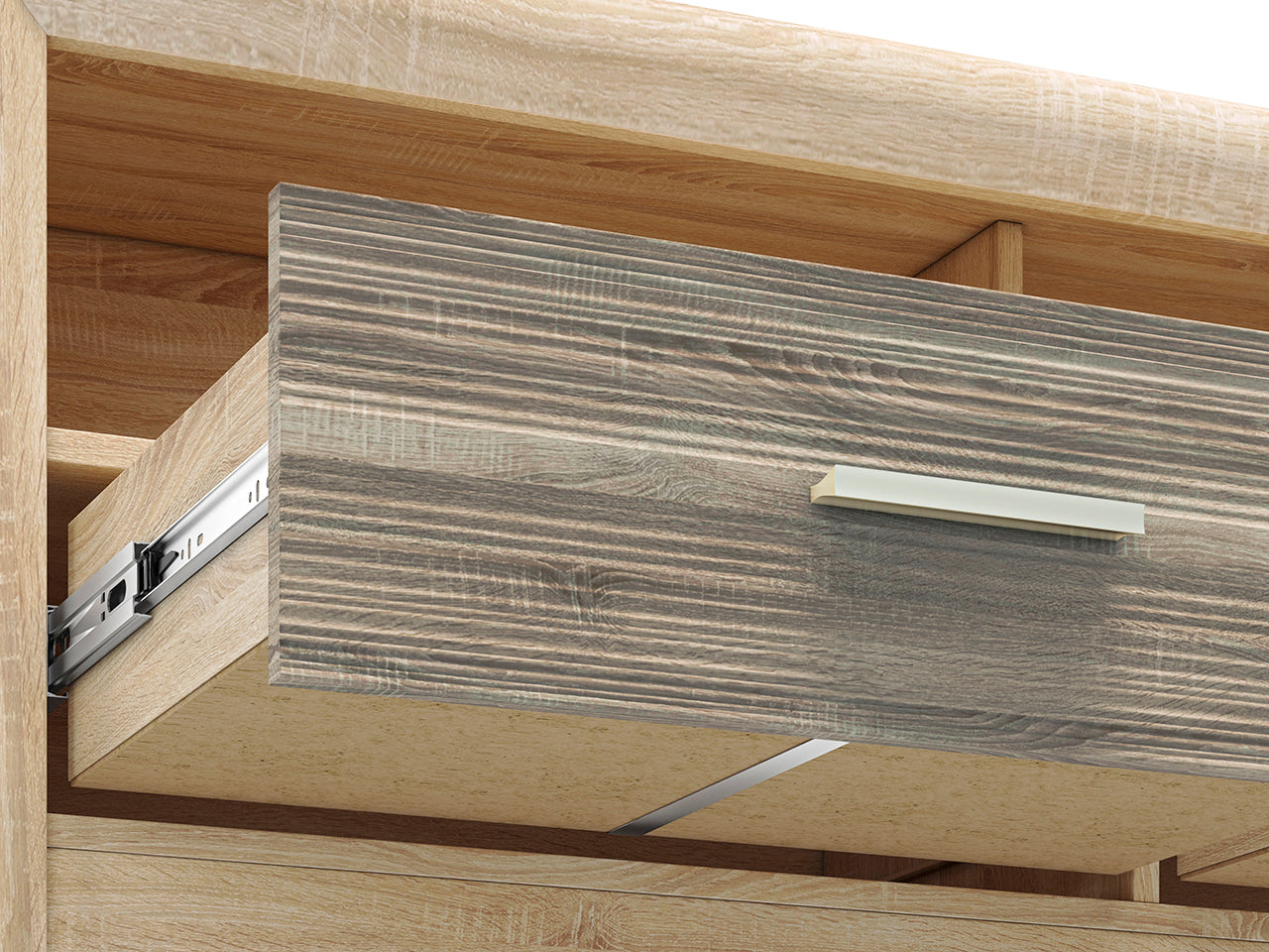 Meuble TV Moderne – Sonoma Light & MDF Sonoma Truffe – 52 cm – Élégance et Praticité