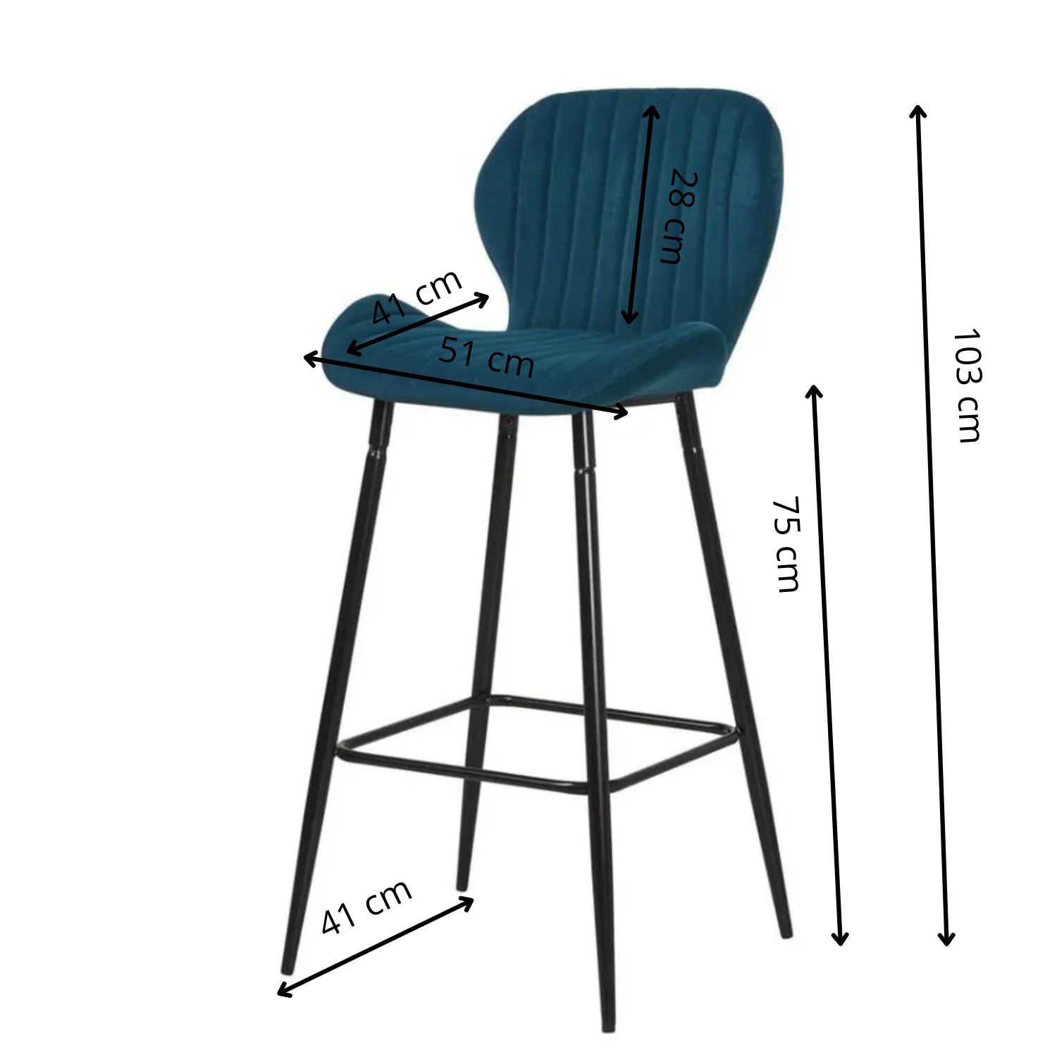 Lot de 4 Chaises de Bar – Tissu Premium & Piètement Noir | Design Moderne pour Cuisine & Comptoir