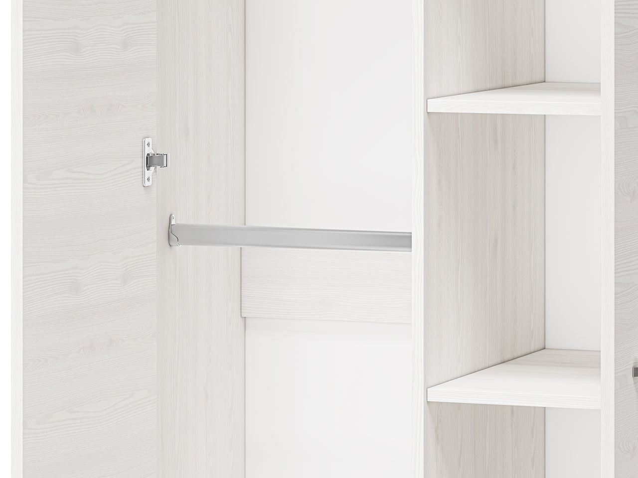 Armoire en Pin Enneigé avec Bordure ABS - Résistante aux Rayures et Humidité, Design Élégant
