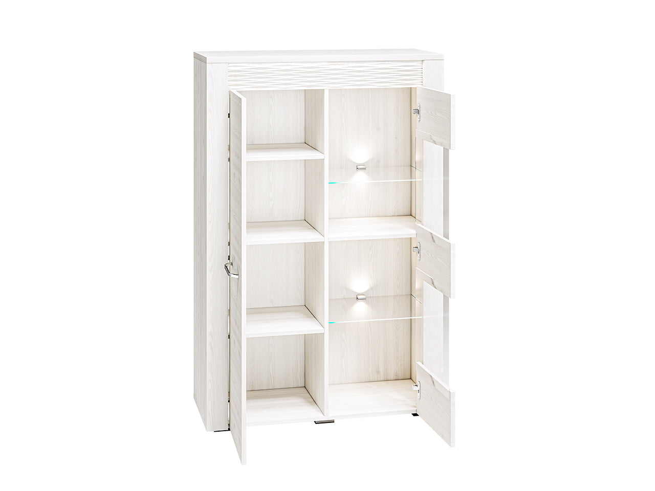Vitrine en Pin Enneigé avec Éclairage Optionnel - Durabilité, Élégance et Fonctionnalité pour Votre Intérieur