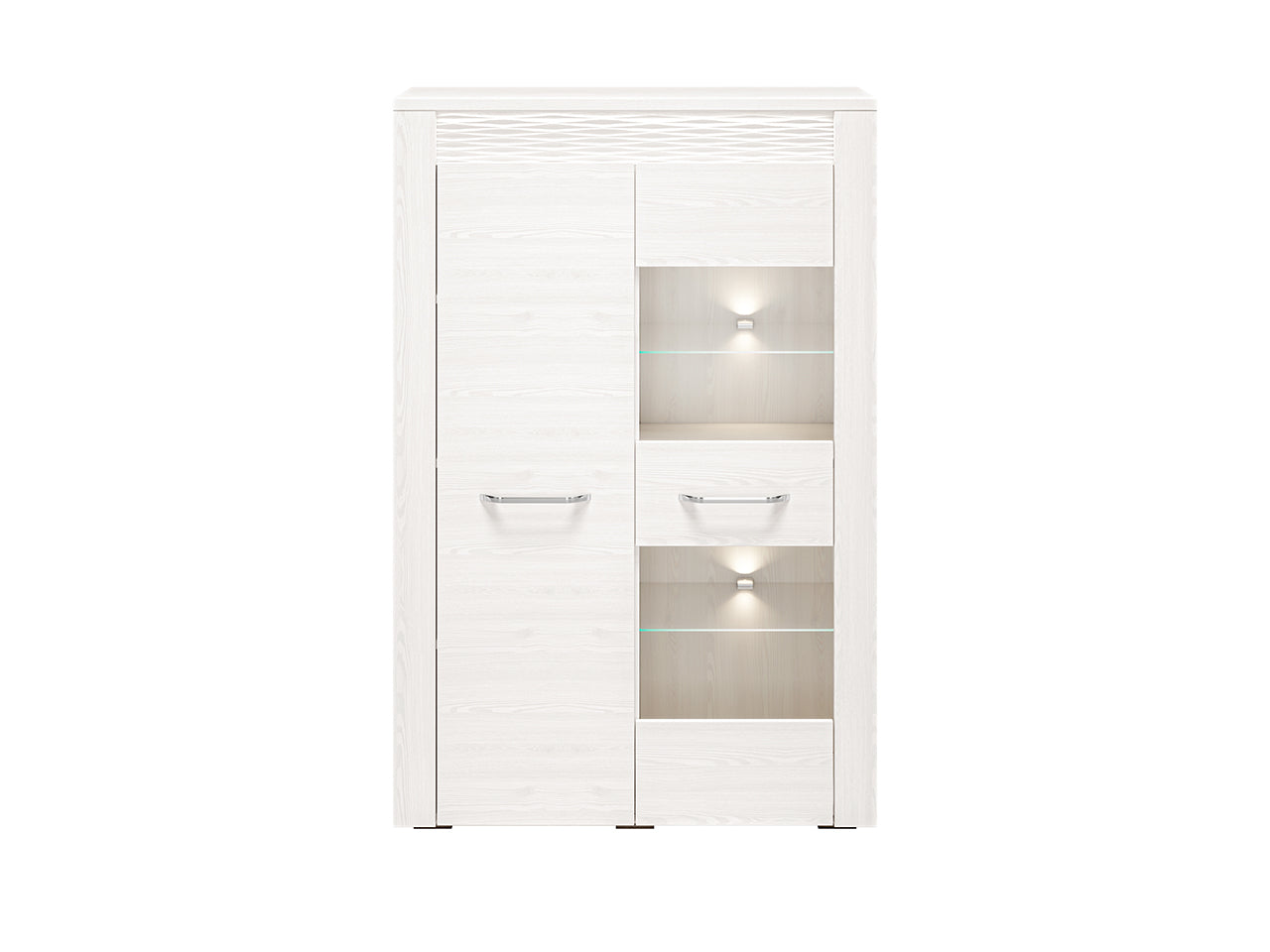 Vitrine en Pin Enneigé avec Éclairage Optionnel - Durabilité, Élégance et Fonctionnalité pour Votre Intérieur