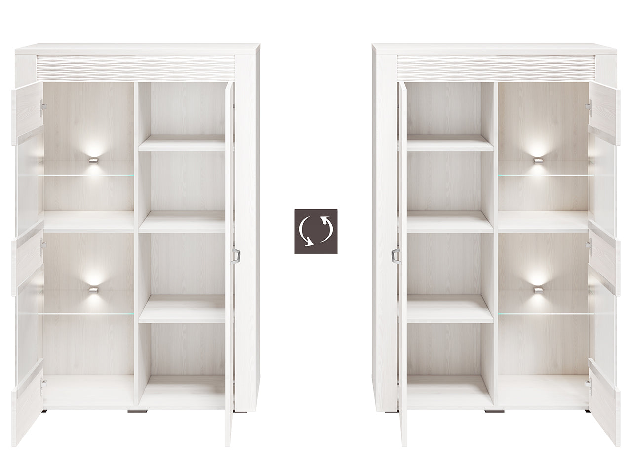 Vitrine en Pin Enneigé avec Éclairage Optionnel - Durabilité, Élégance et Fonctionnalité pour Votre Intérieur