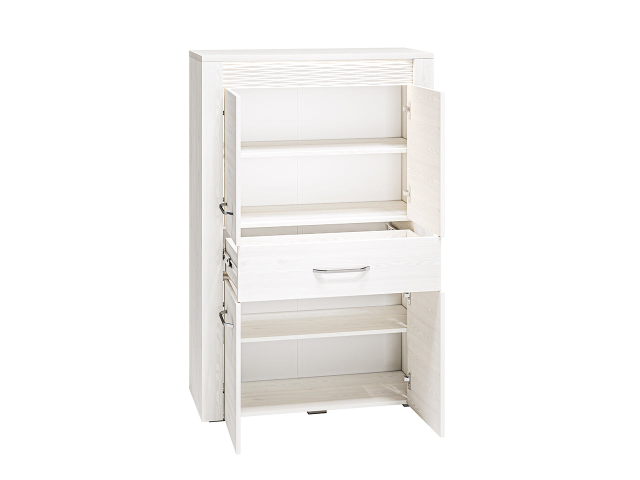 Buffet Moderne en Pin Enneigé avec Tiroirs Spacieux - Rangement Pratique et Design Épuré