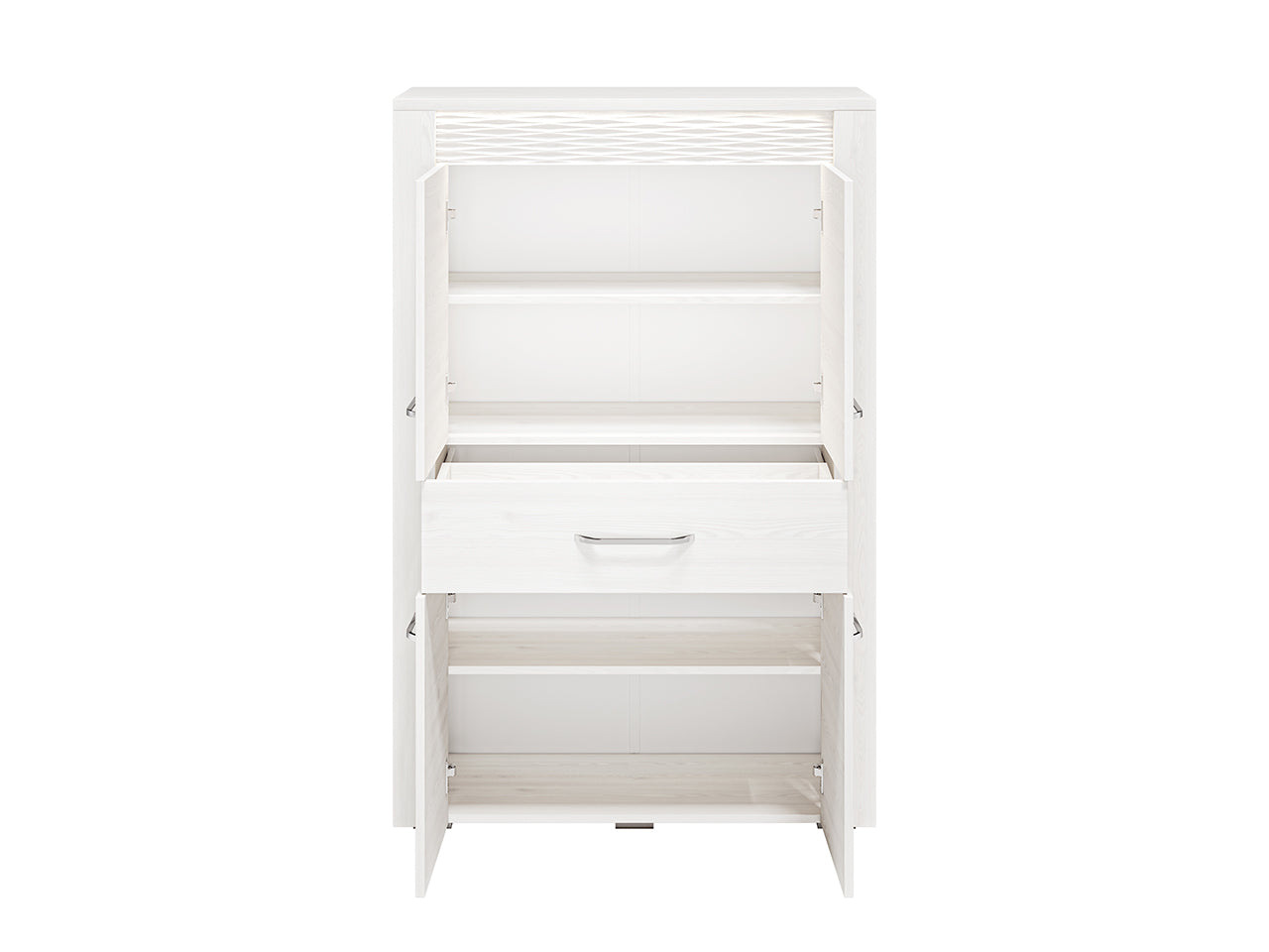 Buffet Moderne en Pin Enneigé avec Tiroirs Spacieux - Rangement Pratique et Design Épuré