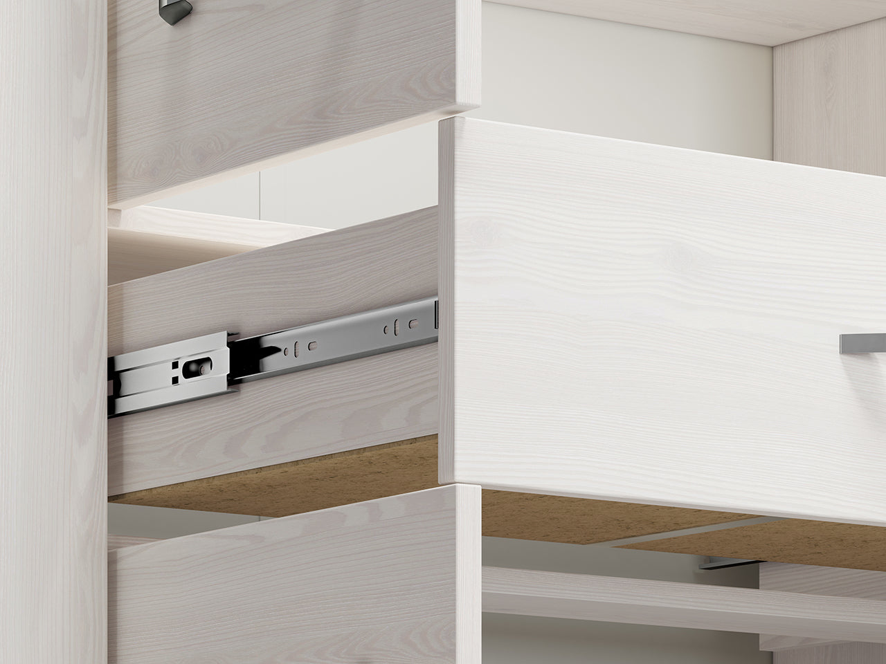 Buffet Moderne en Pin Enneigé avec Tiroirs Spacieux - Rangement Pratique et Design Épuré
