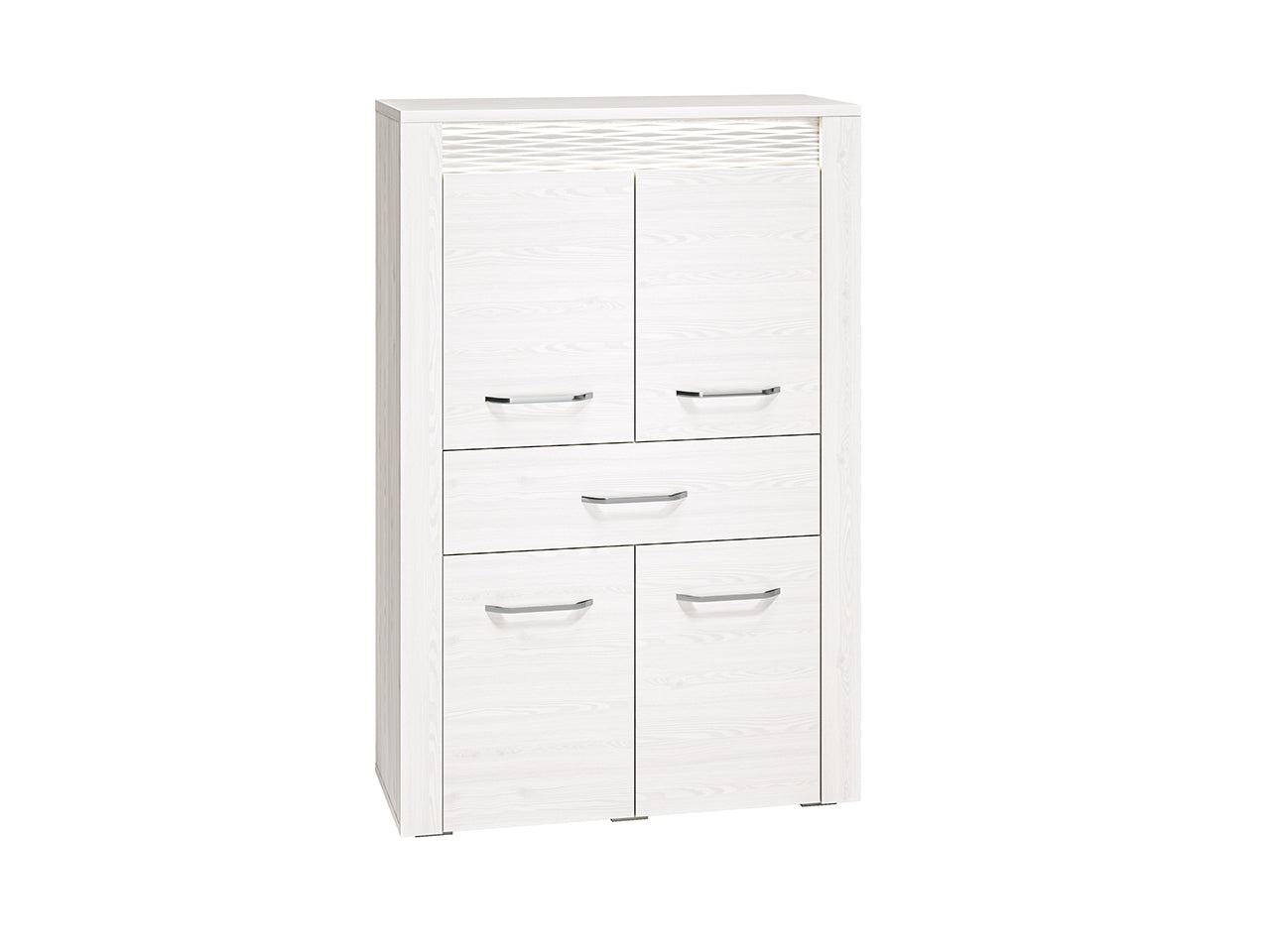 Buffet Moderne en Pin Enneigé avec Tiroirs Spacieux - Rangement Pratique et Design Épuré
