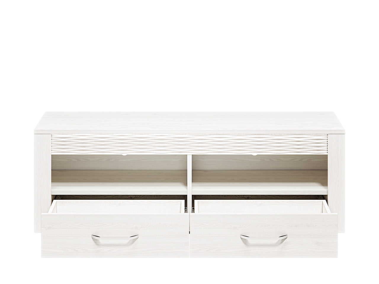 Meuble TV en Pin Enneigé avec Design Moderne et Fonctionnalité Optimale