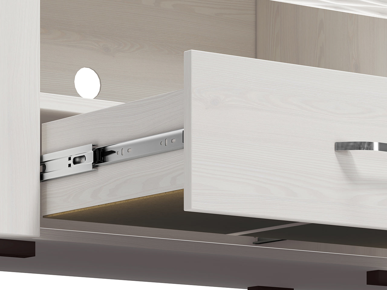 Meuble TV en Pin Enneigé avec Design Moderne et Fonctionnalité Optimale