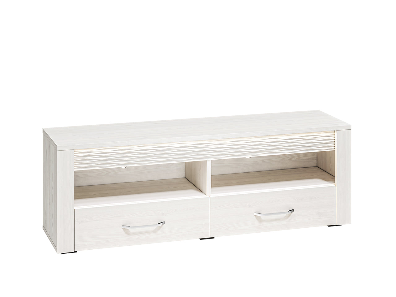 Meuble TV en Pin Enneigé avec Design Moderne et Fonctionnalité Optimale