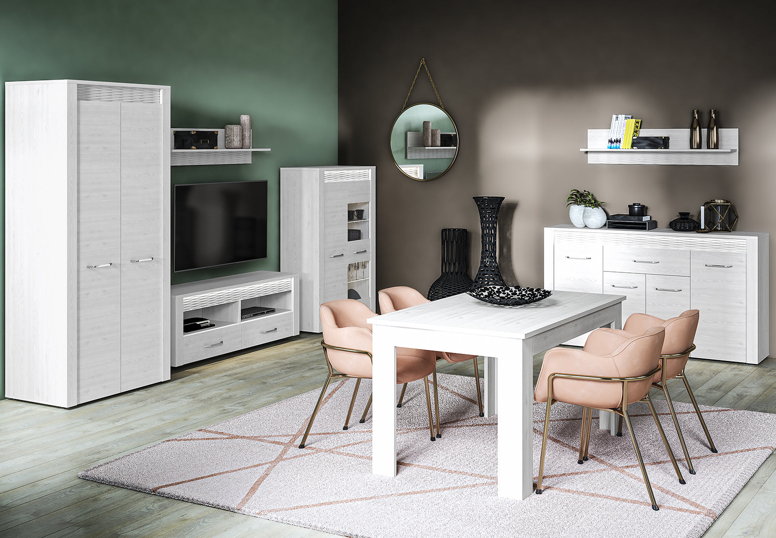 Armoire en Pin Enneigé avec Bordure ABS - Résistante aux Rayures et Humidité, Design Élégant