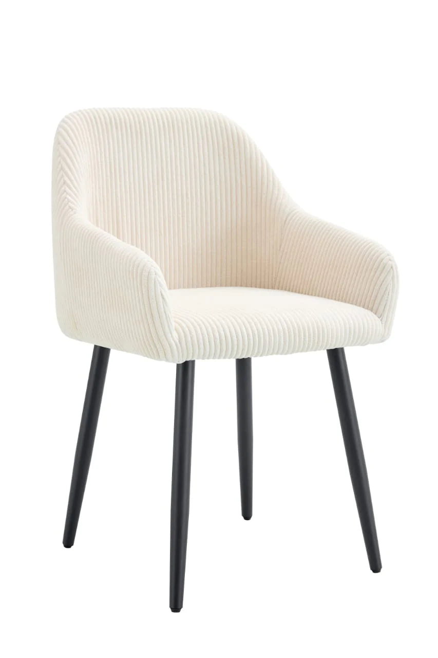 Lot de 2 Chaises – Tissu Côtelé Élégant & Pieds Métal Noir | Design Moderne et Confort Ergonomique