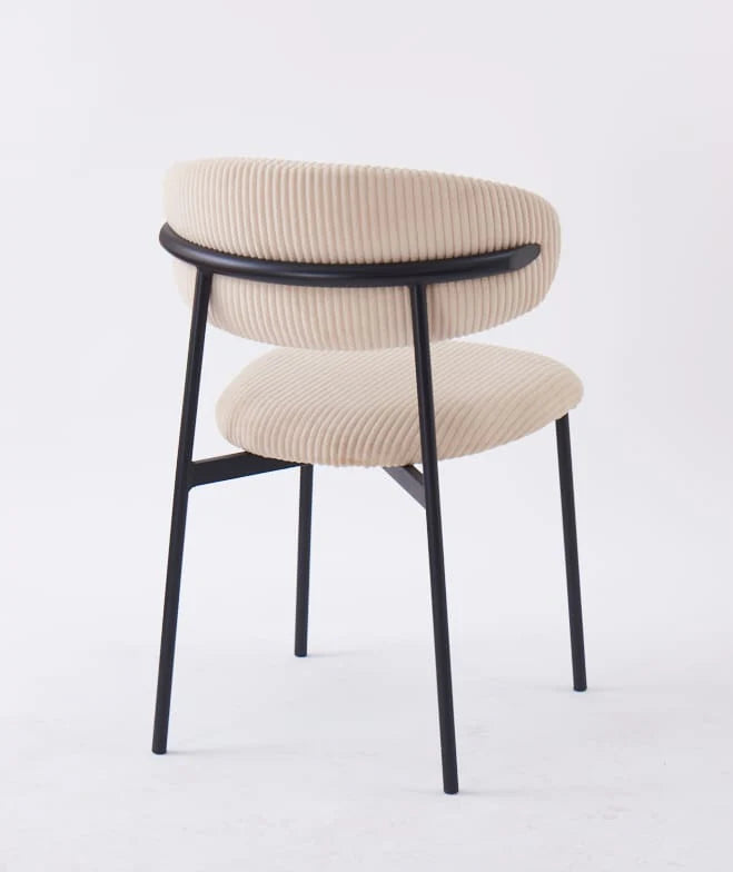 Lot de 4 Chaises en côtelé et Serge avec structure métal