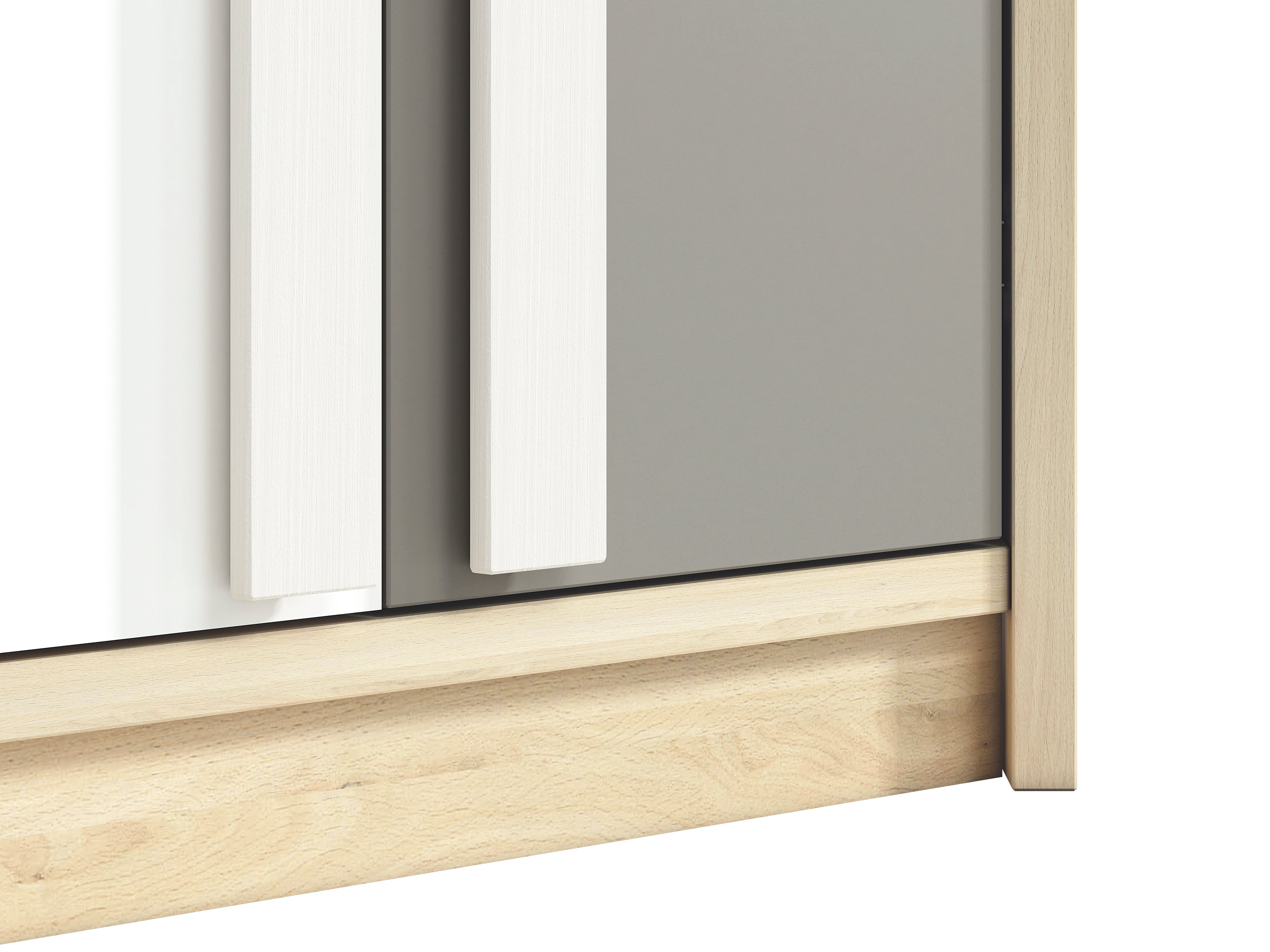 Armoire d’Angle Moderne en Hêtre Fjord et Blanc – Rangement Gain de Place avec Finition Résistante