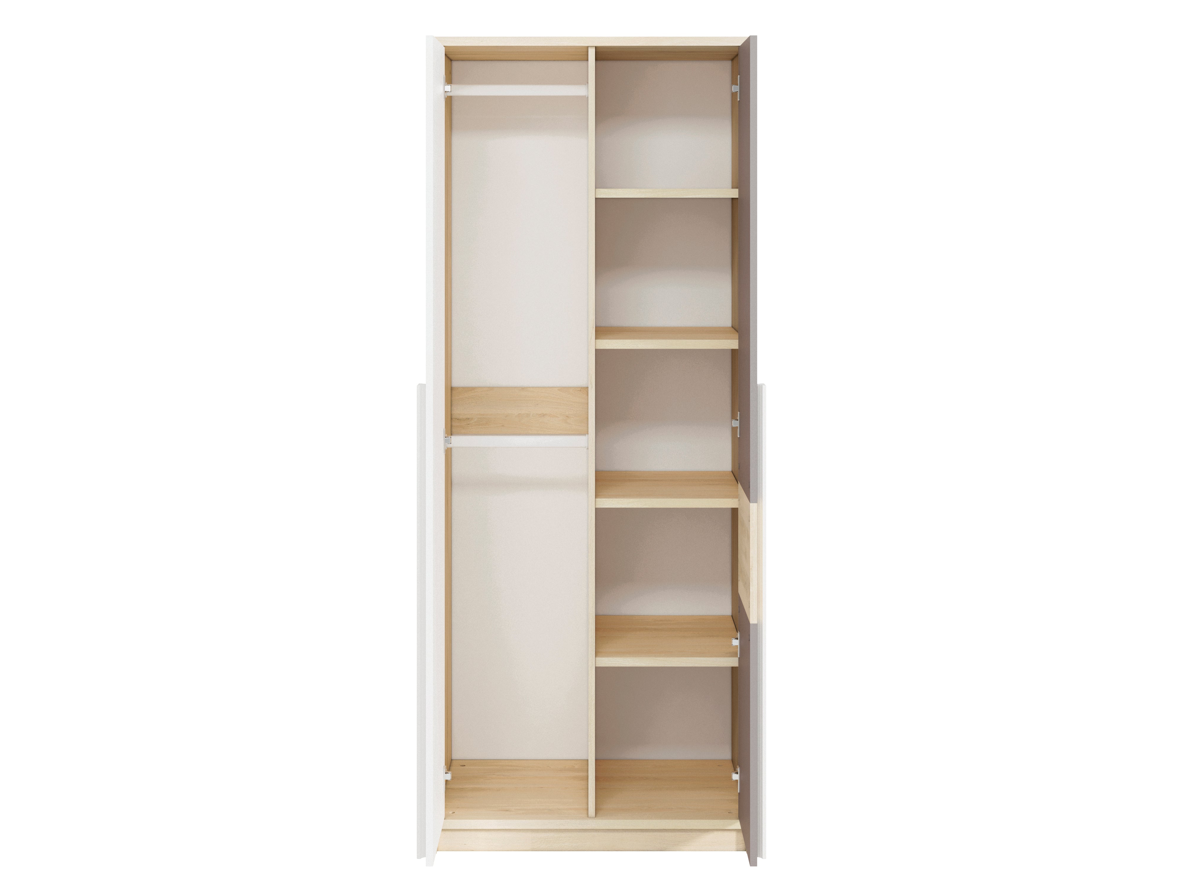 Armoire d'angle moderne Hêtre Fjord, Blanc & Gris Platine – Rangement optimisé avec bordure ABS, résistant à l'humidité et aux rayures