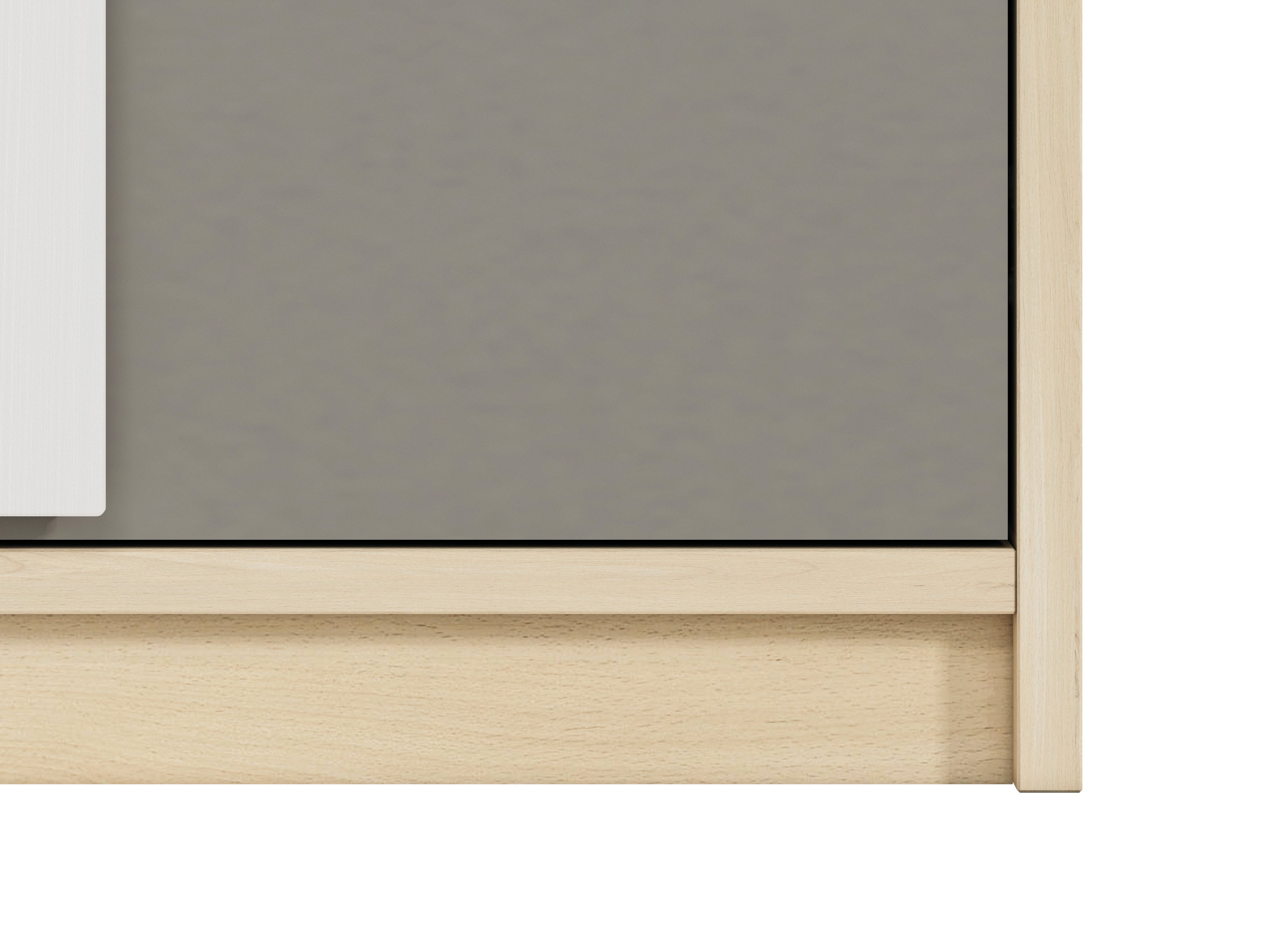 Armoire d'angle moderne Hêtre Fjord, Blanc & Gris Platine – Rangement optimisé avec bordure ABS, résistant à l'humidité et aux rayures