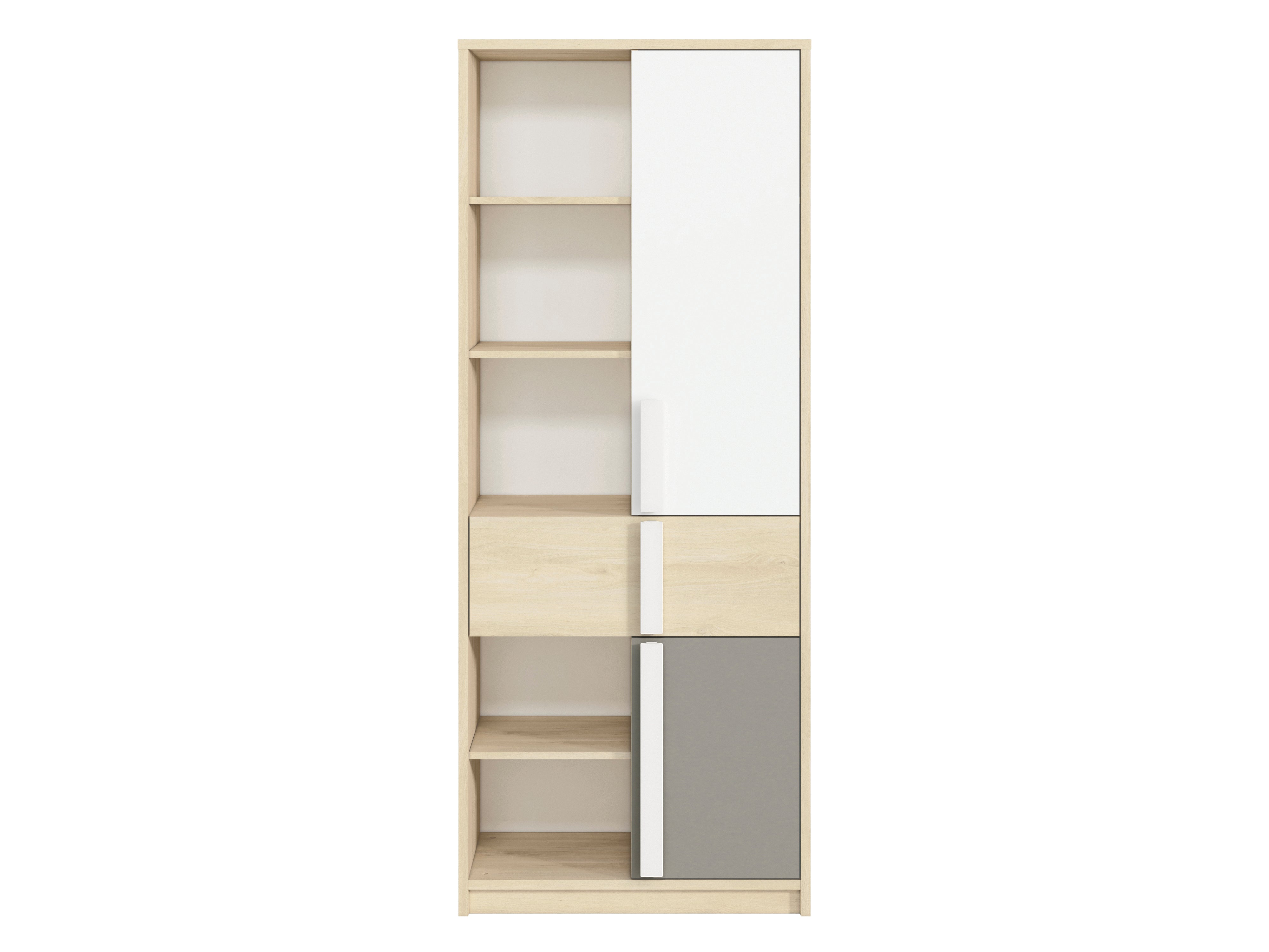 Etagère d'Angle Moderne Hêtre Fjord + Blanc avec Tiroirs Renforcés | Rangement Optimisé et Design Contemporain