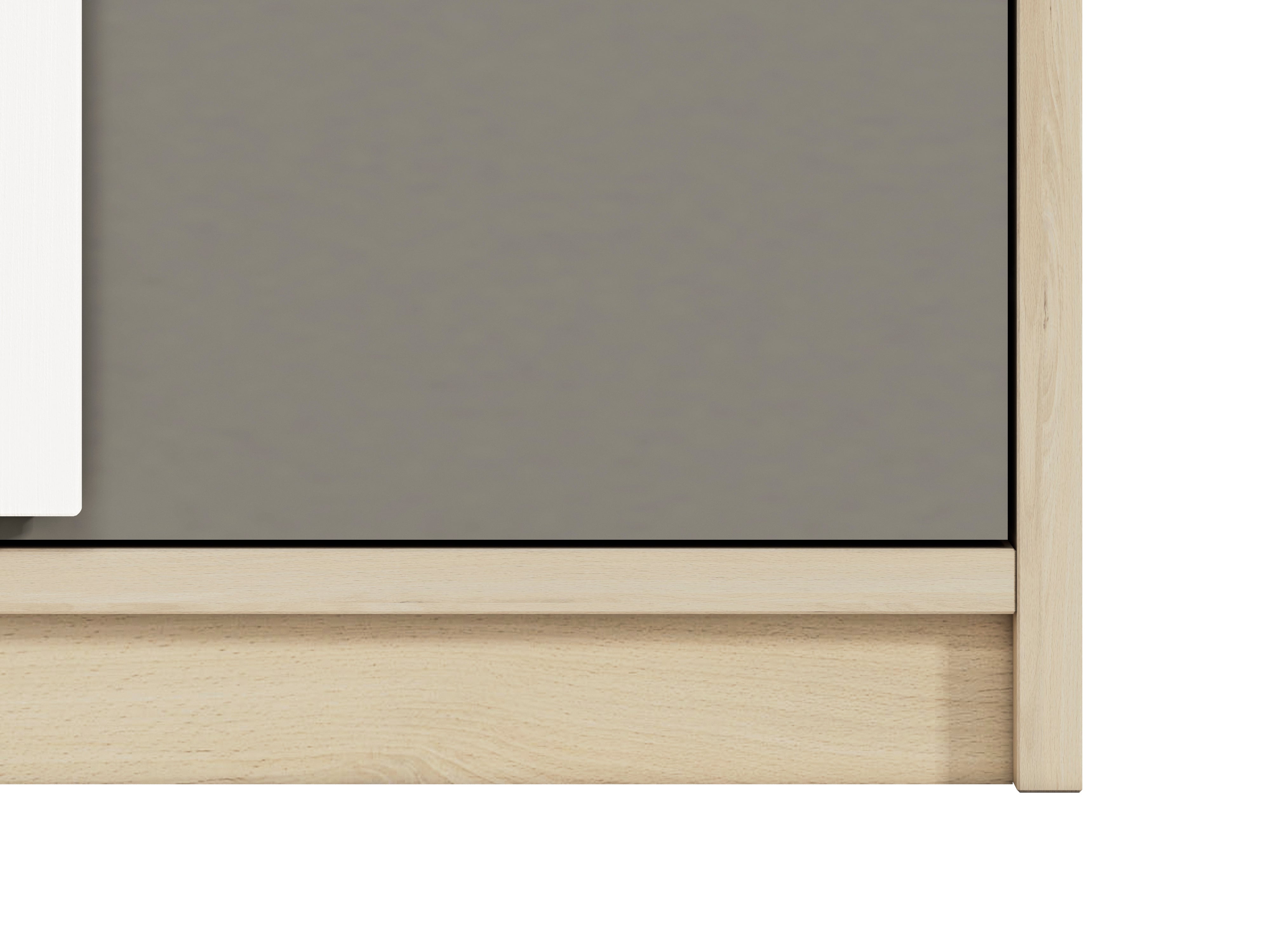 Etagère d'Angle Moderne Hêtre Fjord + Blanc avec Tiroirs Renforcés | Rangement Optimisé et Design Contemporain