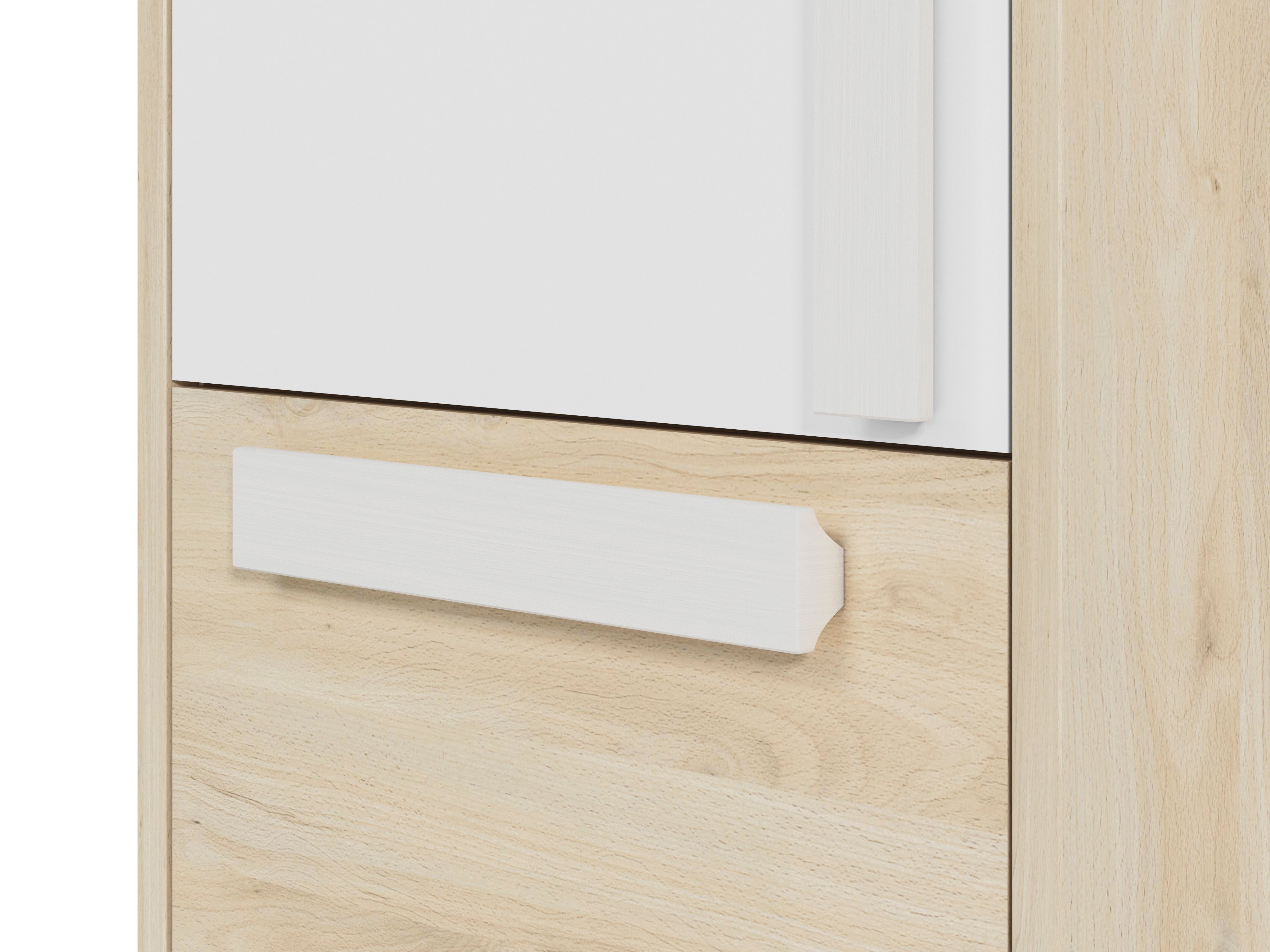 Chiffonnier d'Angle Moderne Hêtre Fjord + Blanc | Rangement Fonctionnel avec Tiroirs Renforcés | Design Contemporain et Résistant