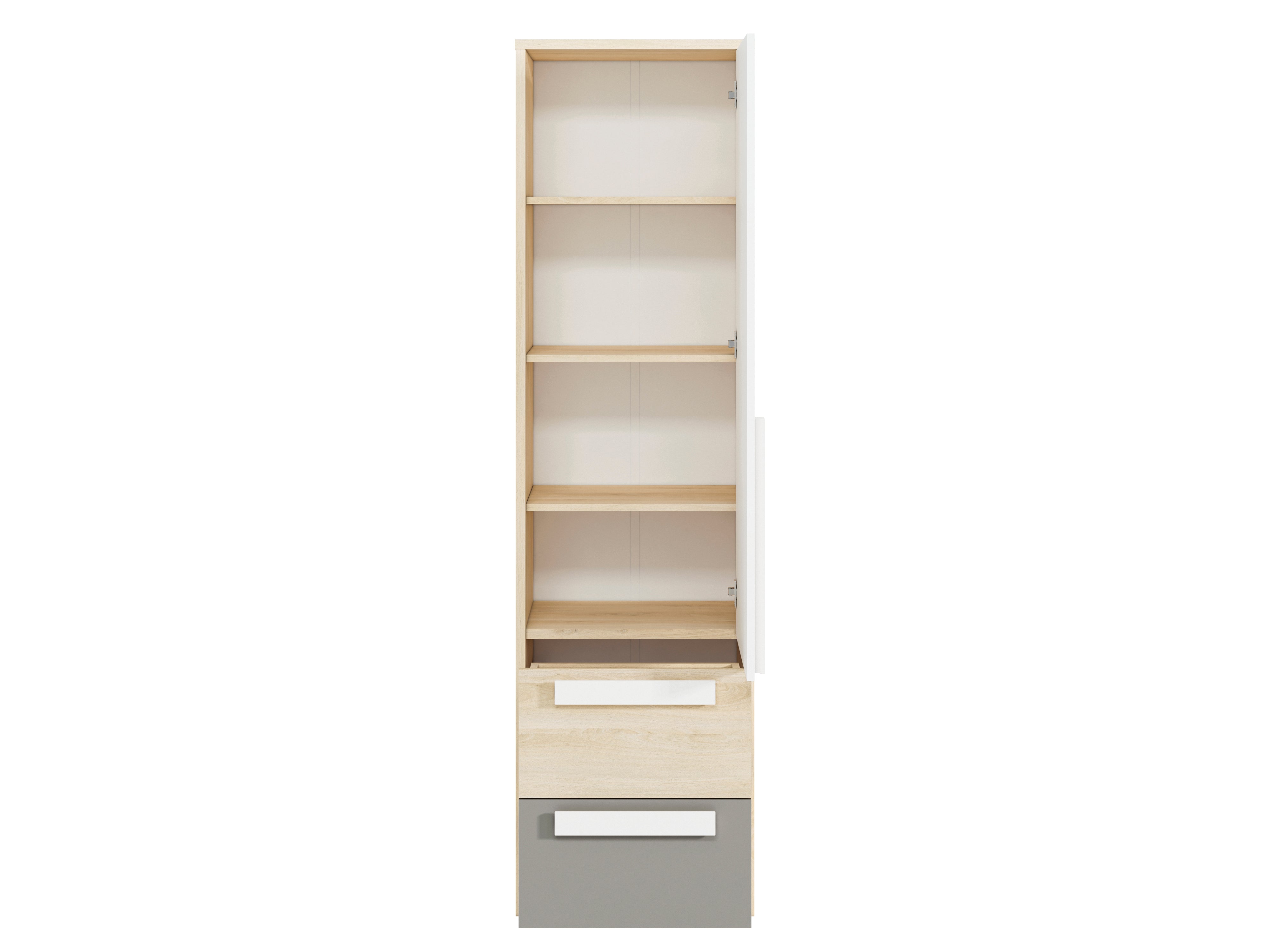 Chiffonnier d'Angle Moderne Hêtre Fjord + Blanc | Rangement Fonctionnel avec Tiroirs Renforcés | Design Contemporain et Résistant