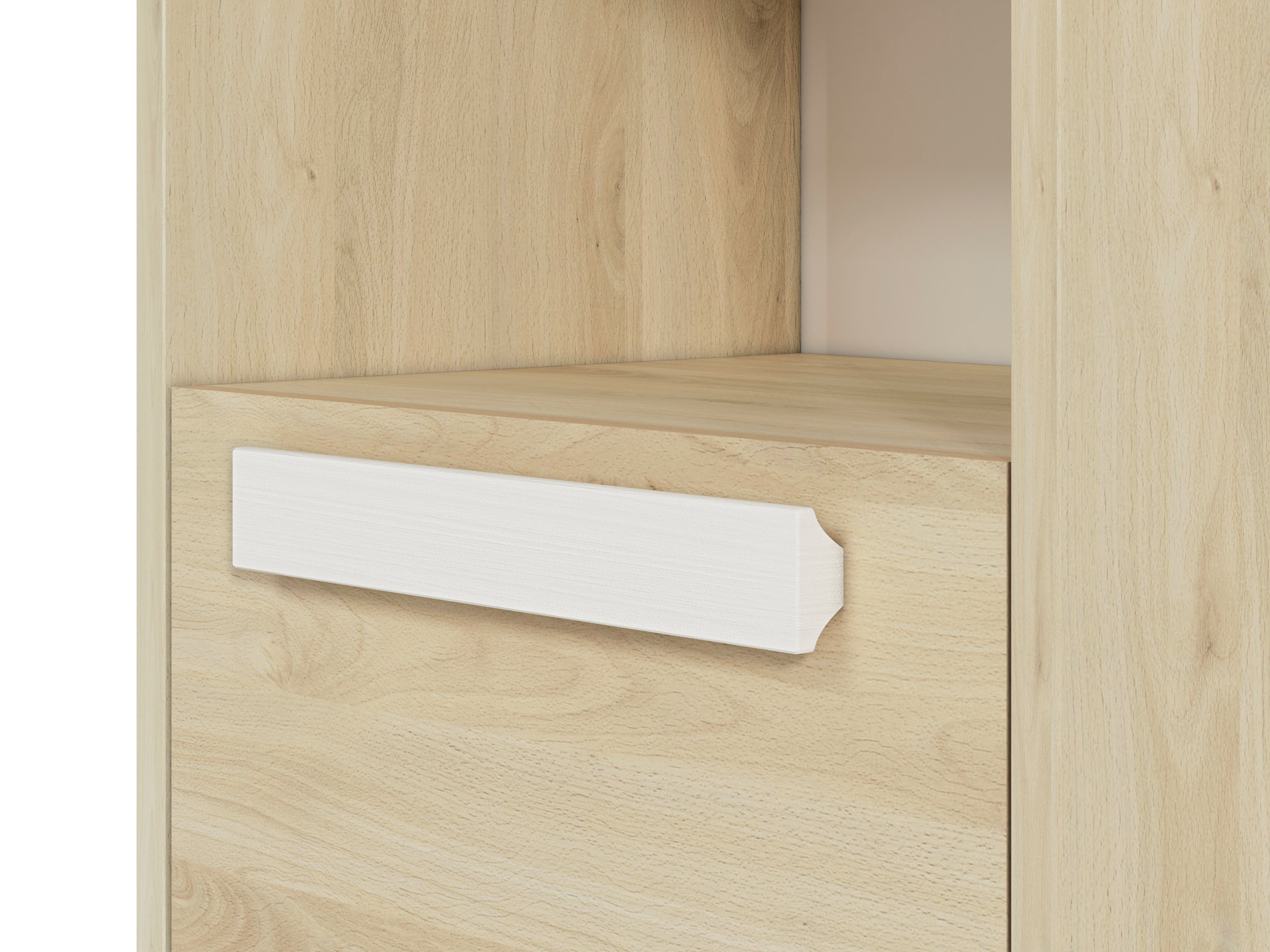 Étagère moderne Hêtre Fjord et Blanc avec bordure ABS - Design élégant et fonctionnel