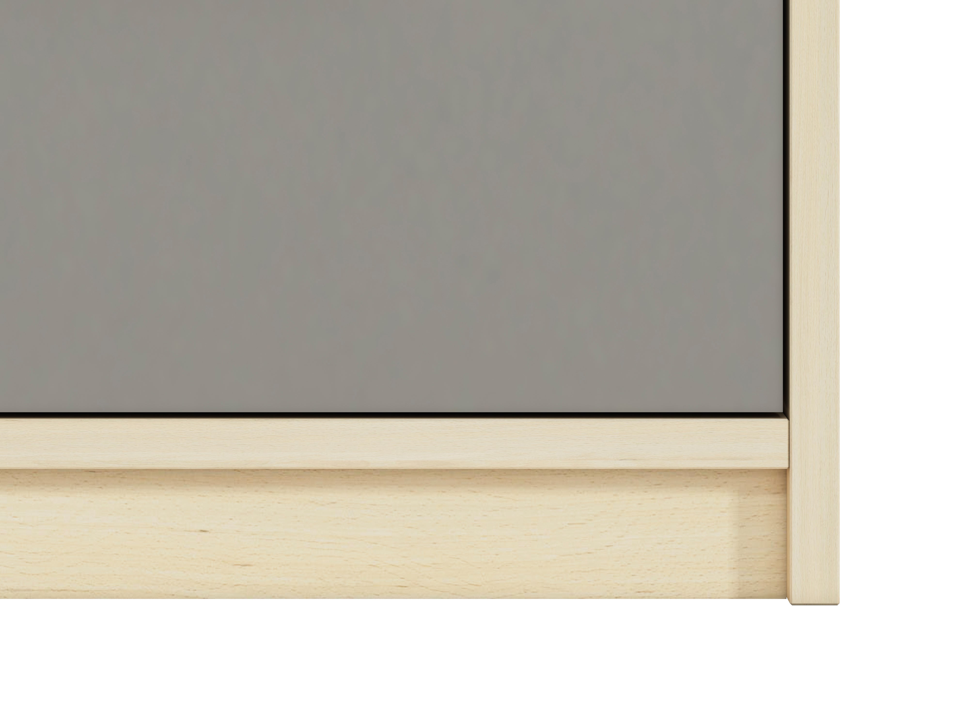 Buffet contemporain avec tiroirs et portes en Hêtre Fjord, Blanc et Gris Platine – Rangement élégant et pratique