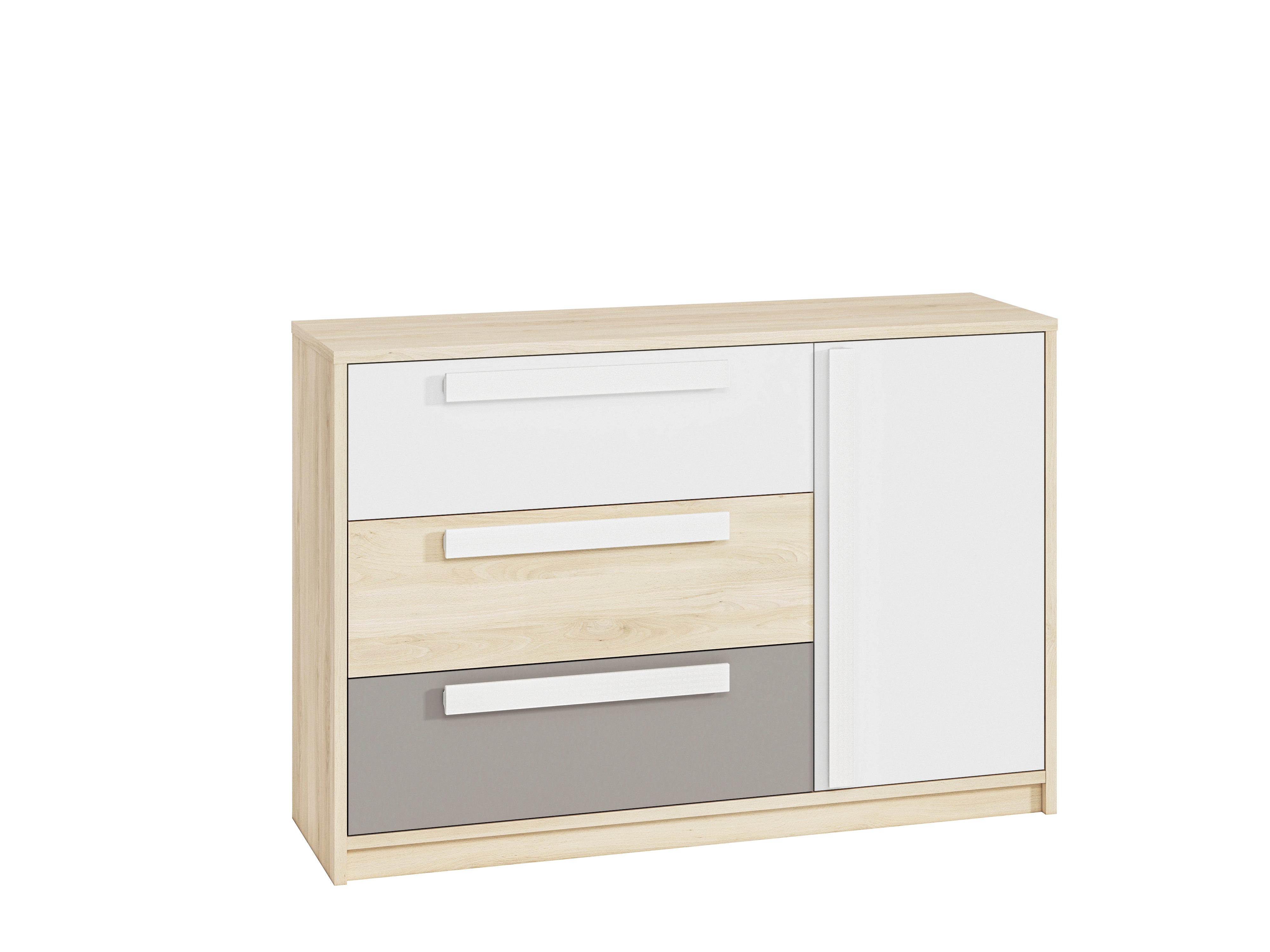 Buffet moderne en Hêtre Fjord et Blanc avec tiroirs renforcés - Design élégant et rangement optimisé