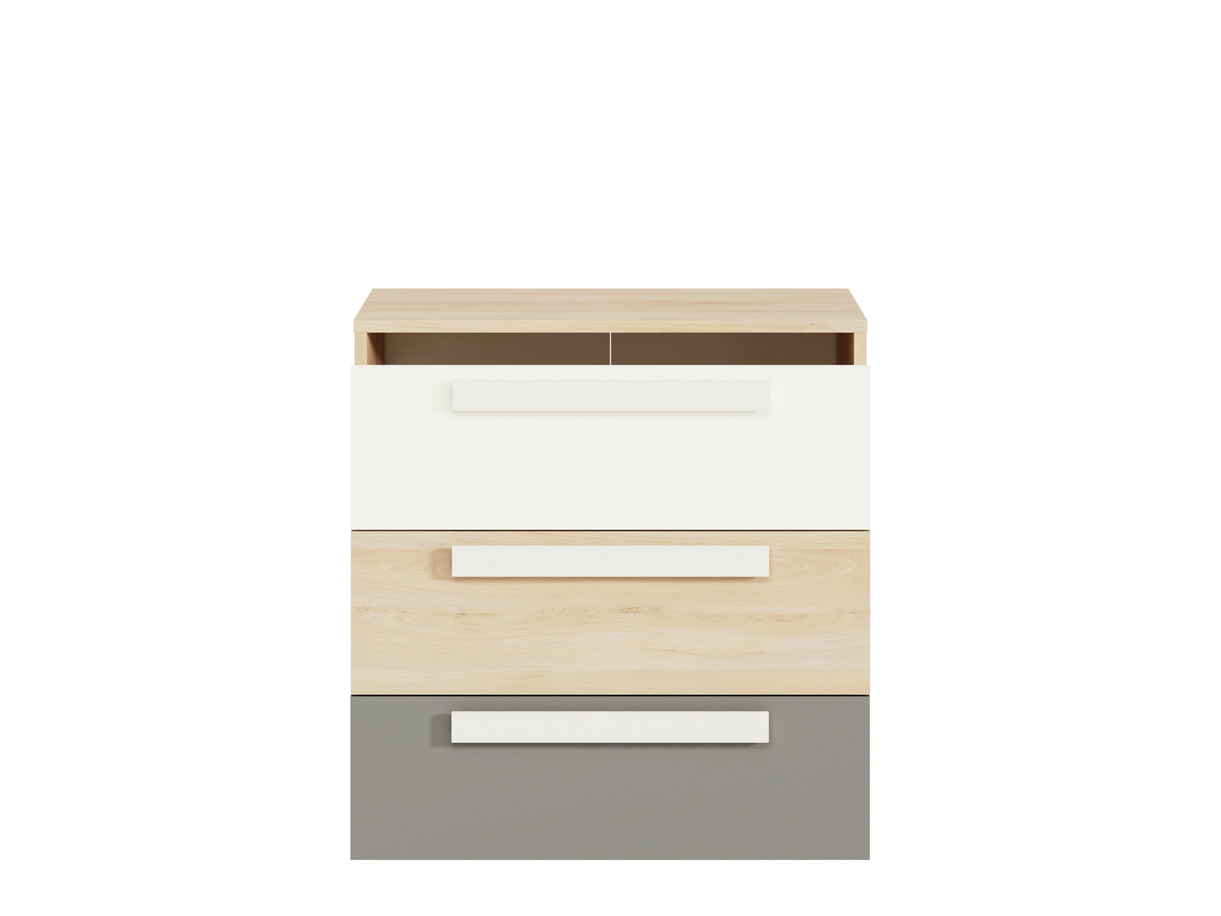 Buffet moderne en Hêtre Fjord et Blanc avec tiroirs renforcés - Design élégant et pratique pour un rangement optimisé