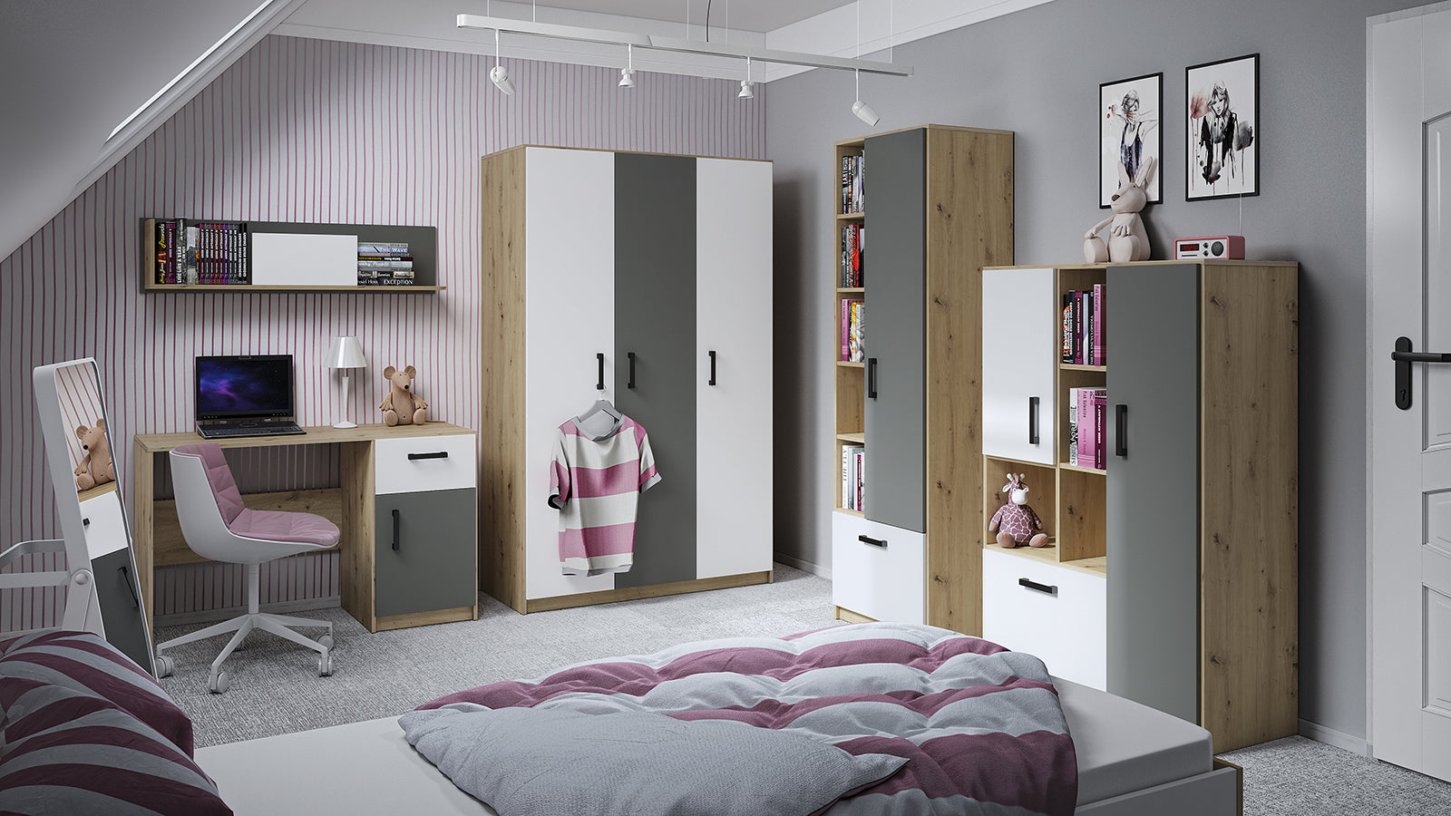 Lit Contemporain avec Structure en Bois et Métal - Confort et Élégance