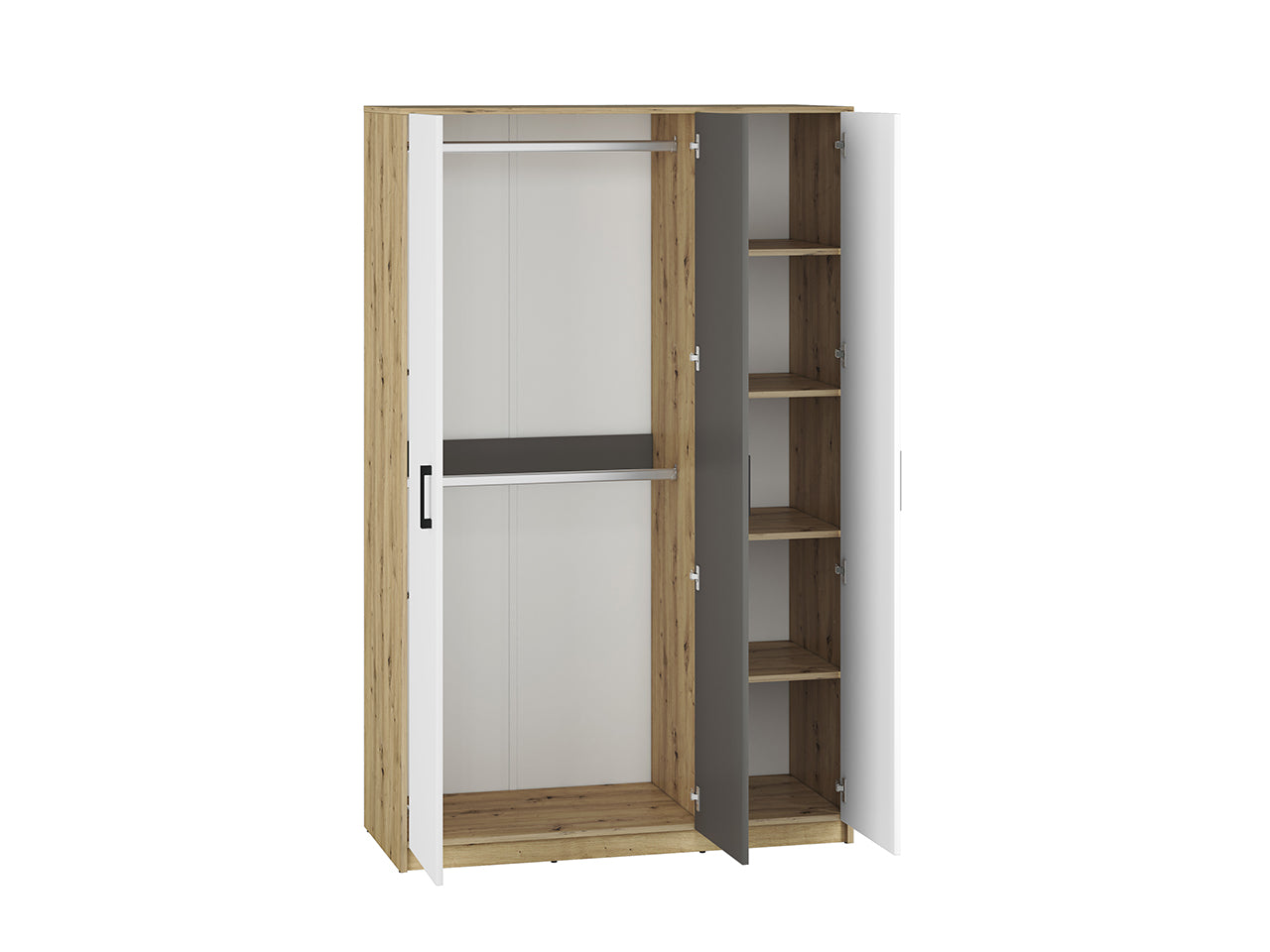 Armoire en Chêne Artisan et MDF Blanc + Anthracite avec Bordure ABS