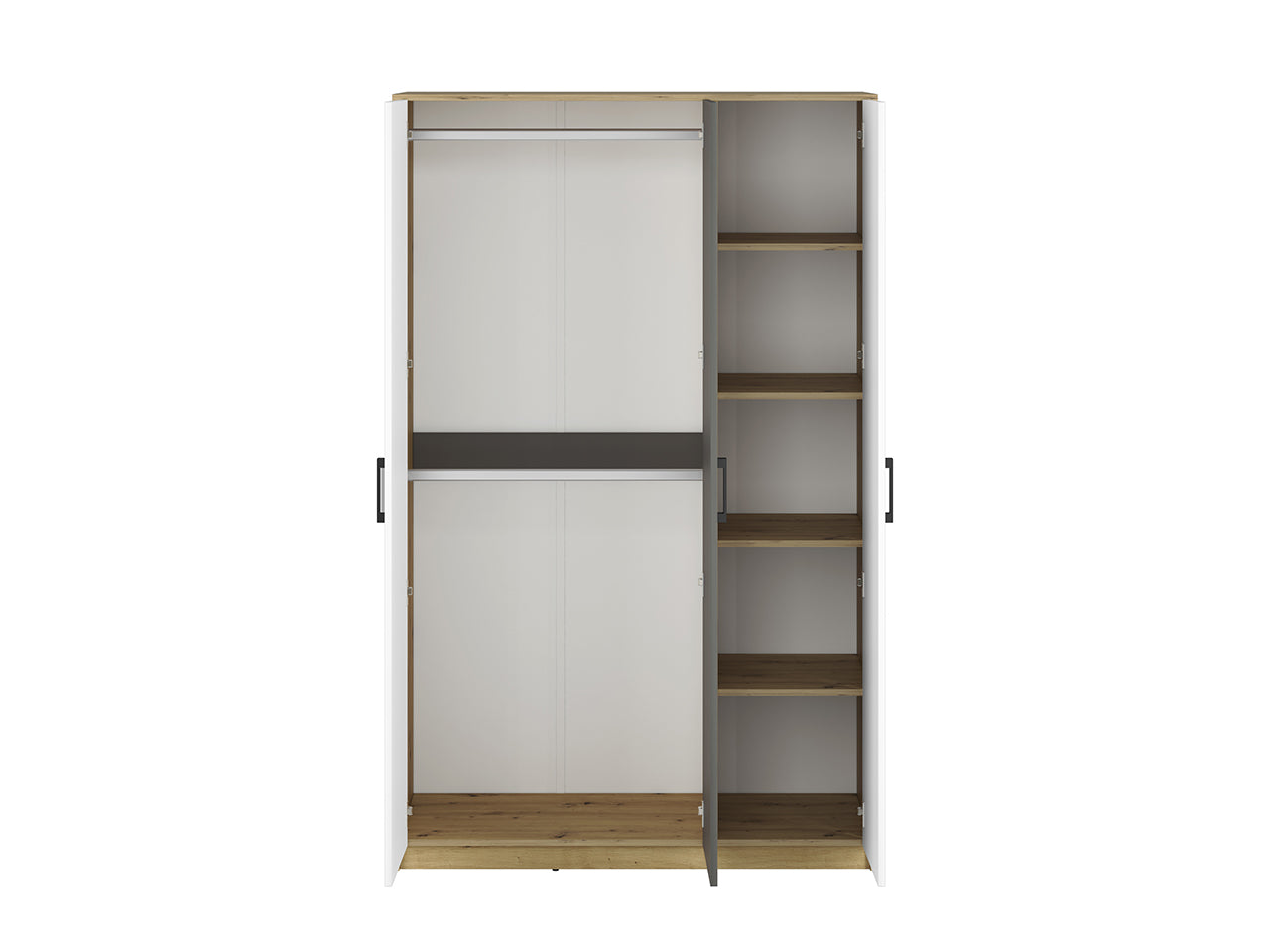 Armoire en Chêne Artisan et MDF Blanc + Anthracite avec Bordure ABS