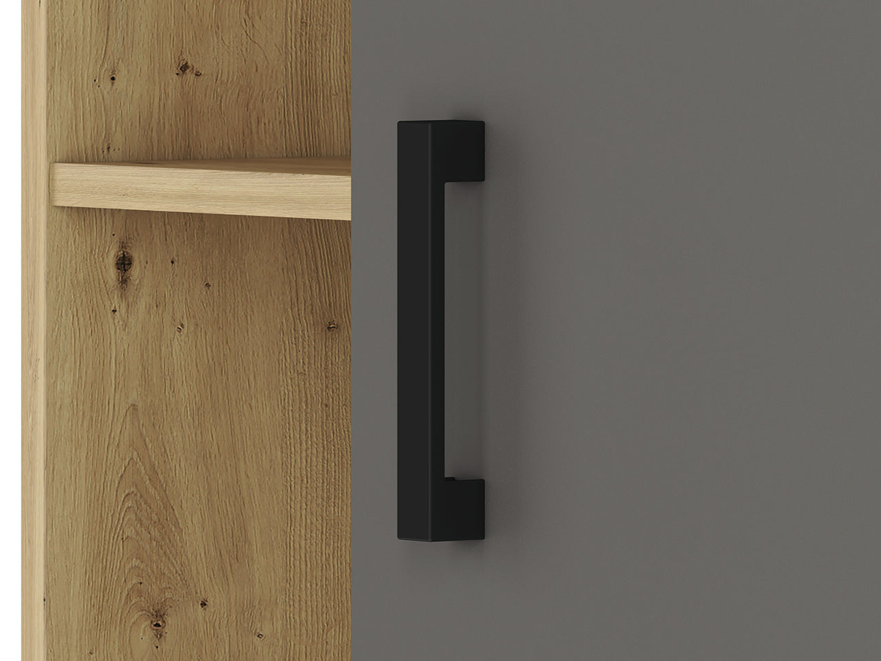 Armoire Moderne en Chêne Artisan et MDF Blanc + Anthracite avec Bordure ABS - Résistante à l'Humidité et aux Rayures