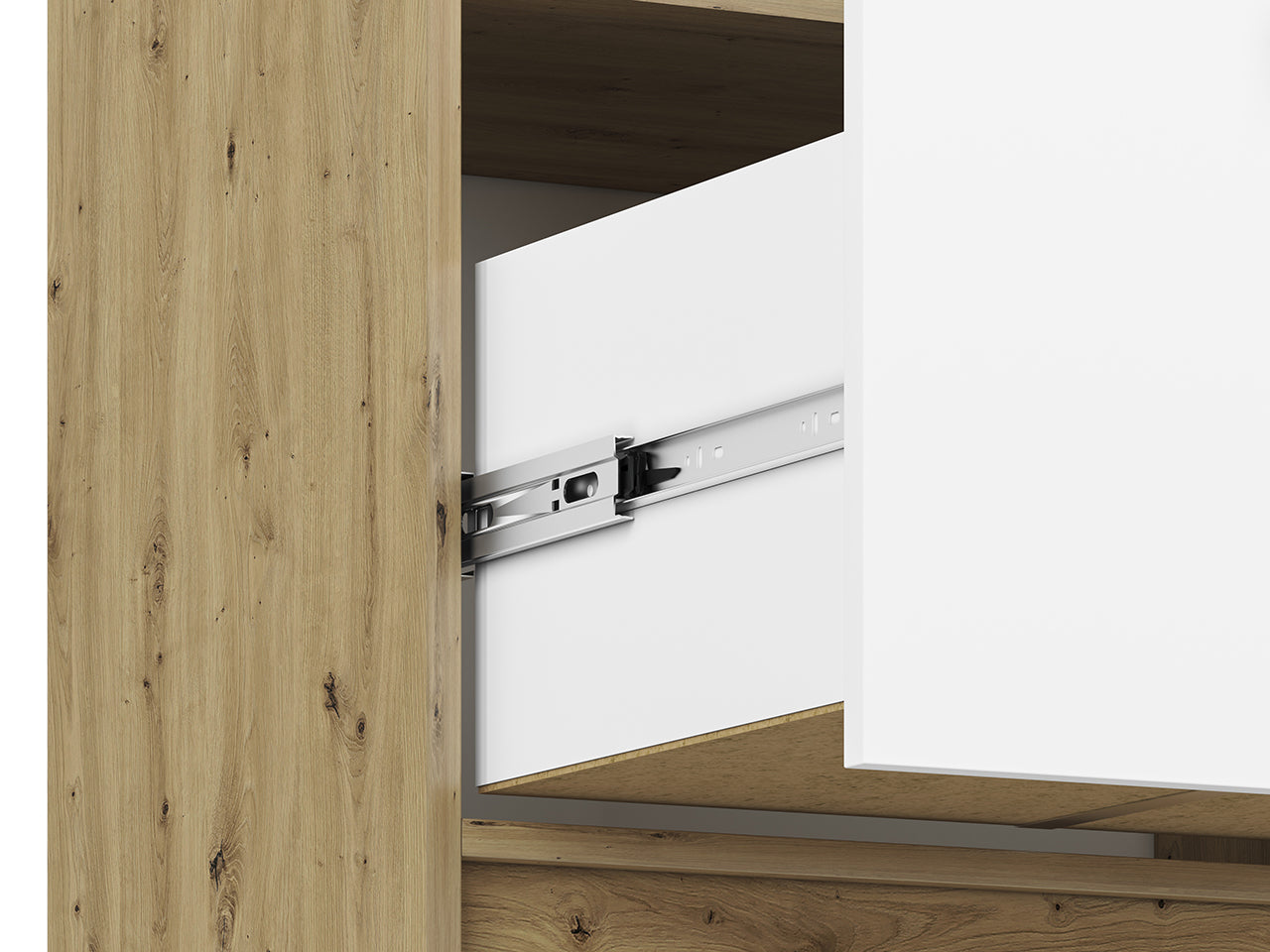 Armoire Moderne en Chêne Artisan et MDF Blanc + Anthracite avec Bordure ABS - Résistante à l'Humidité et aux Rayures