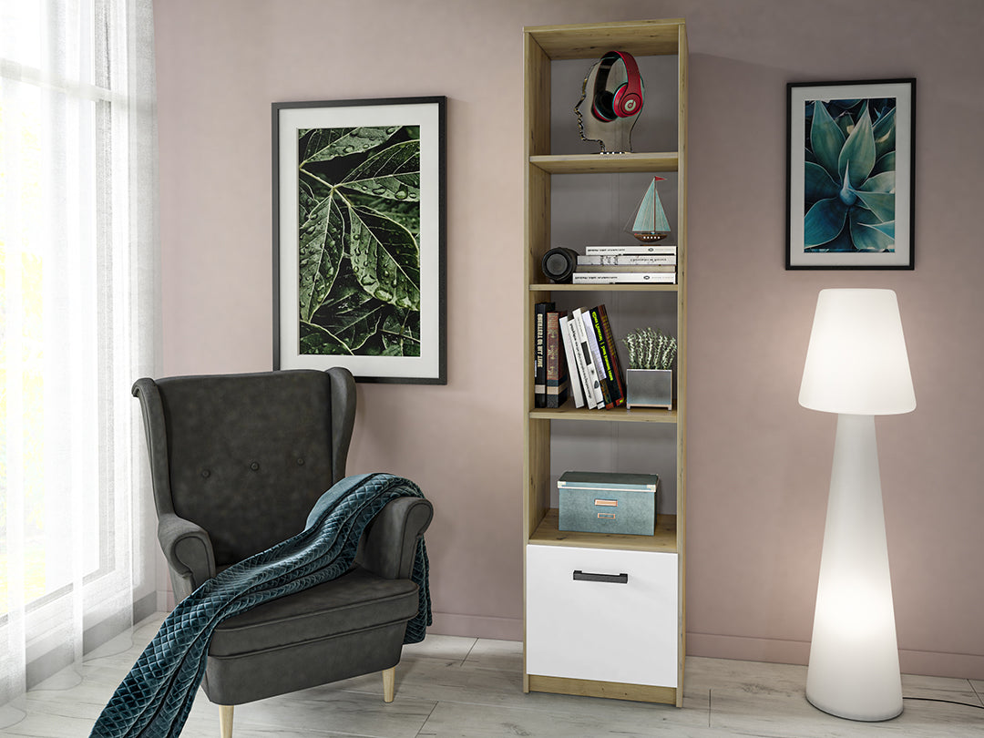 Étagère Murale Moderne en Chêne Artisan et MDF Blanc avec Bordure ABS - Résistante aux Rayures, à l'Humidité et aux Températures Élevées