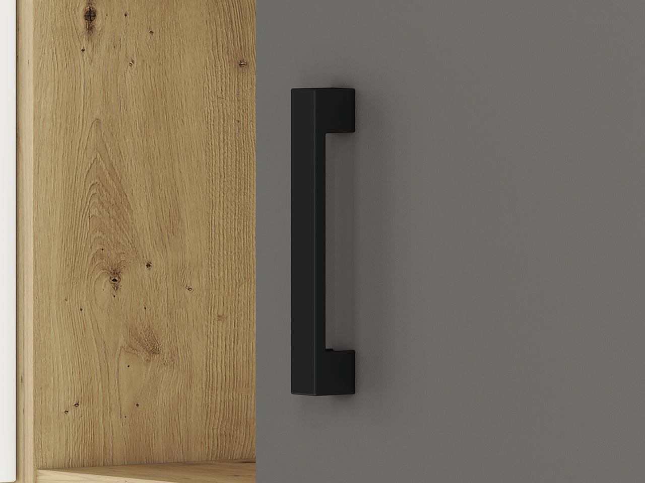 Étagère Murale Moderne en Chêne Artisan et MDF Blanc + Anthracite avec Bordure ABS
