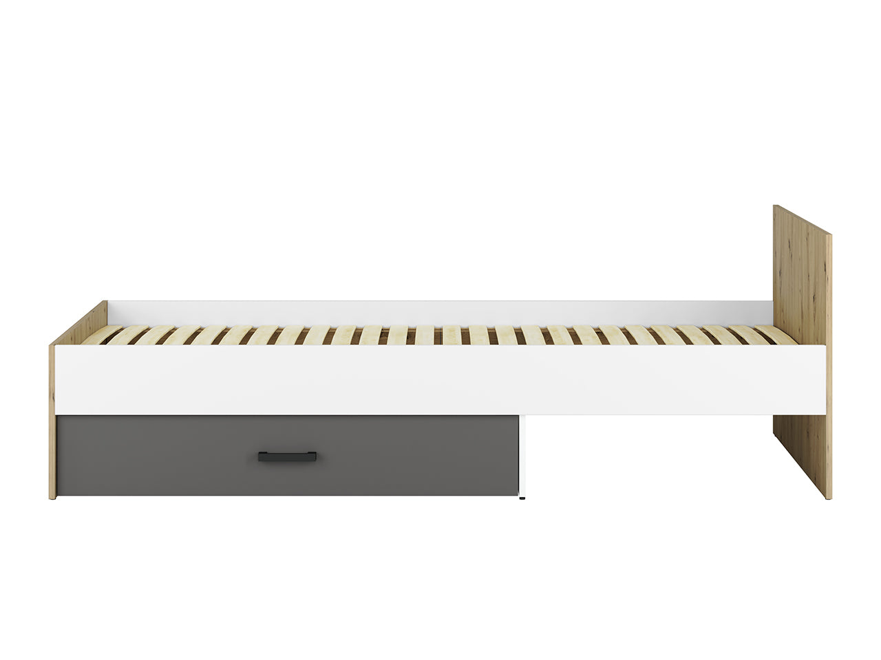 Lit Contemporain avec Structure en Bois et Métal - Confort et Élégance